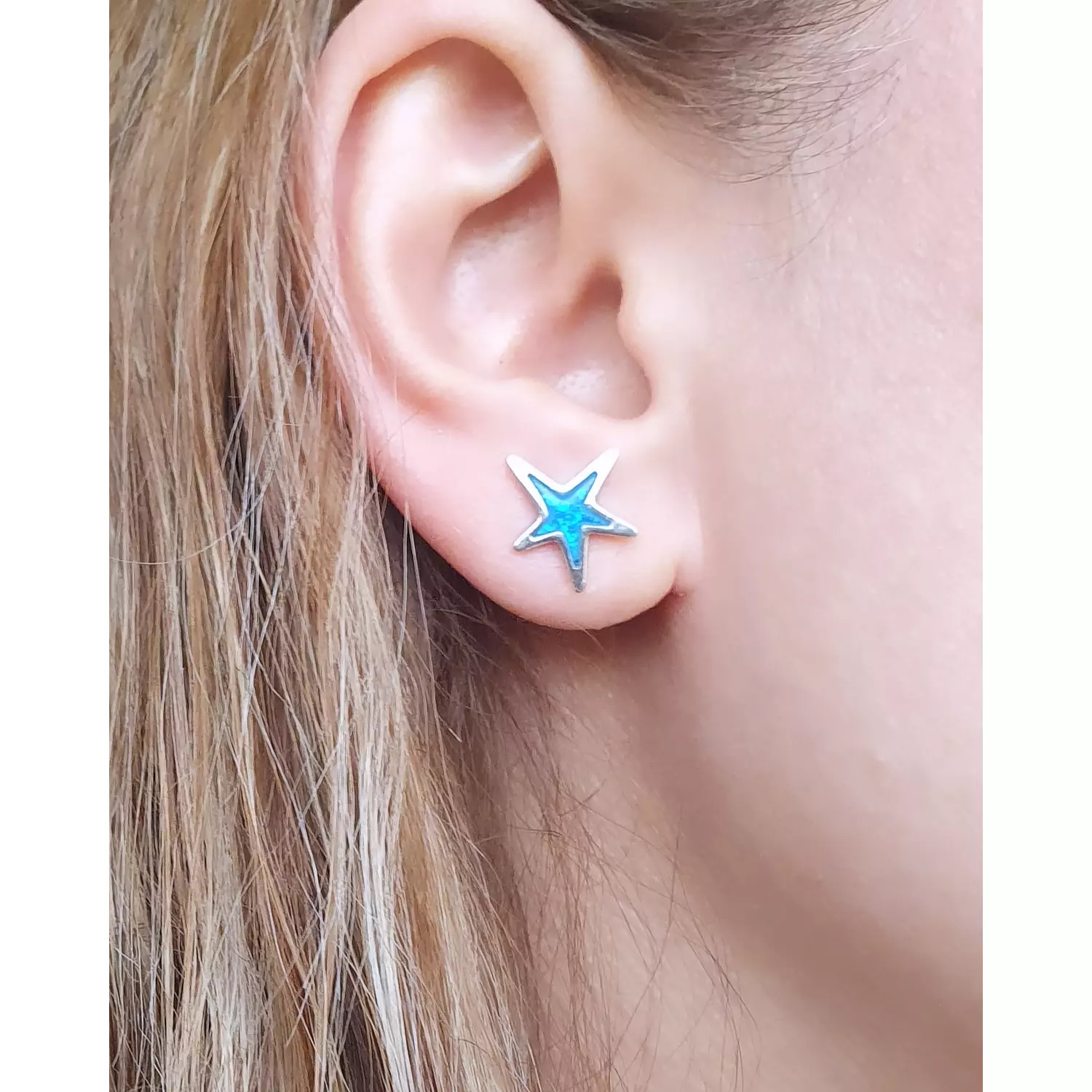 Blue star earrings hover image