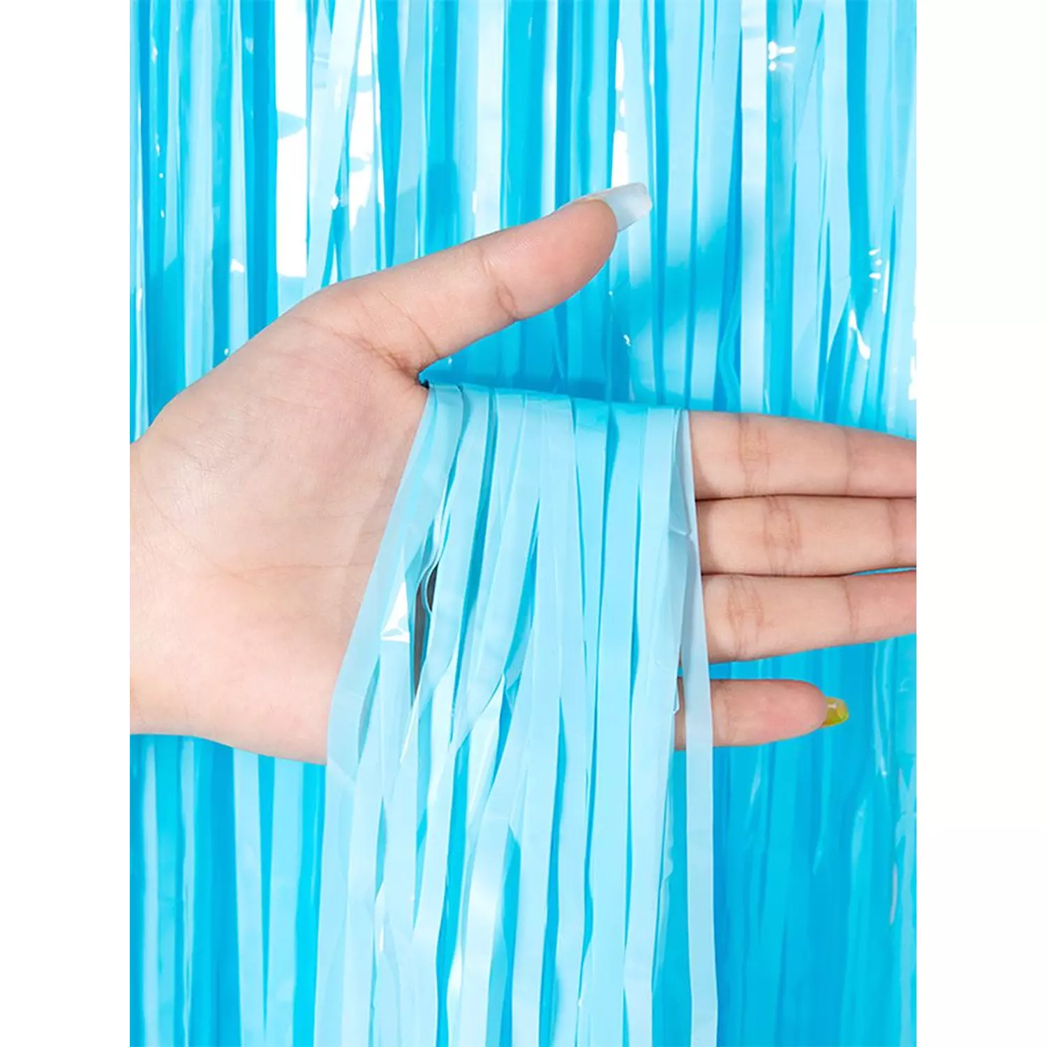 Baby Blue Fringe Curtain hover image