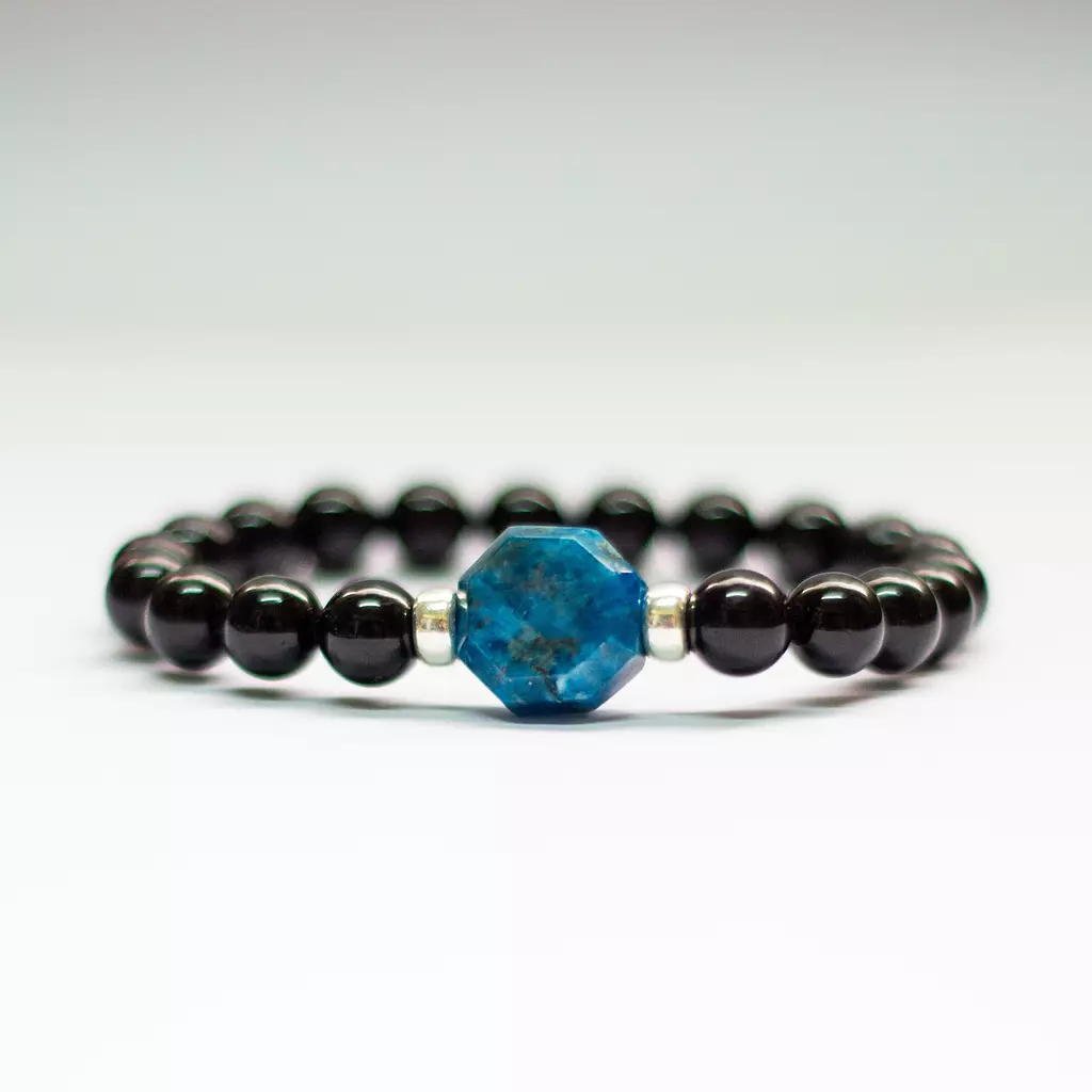 Apatite and Black Tourmaline Bracelet - 8mm 