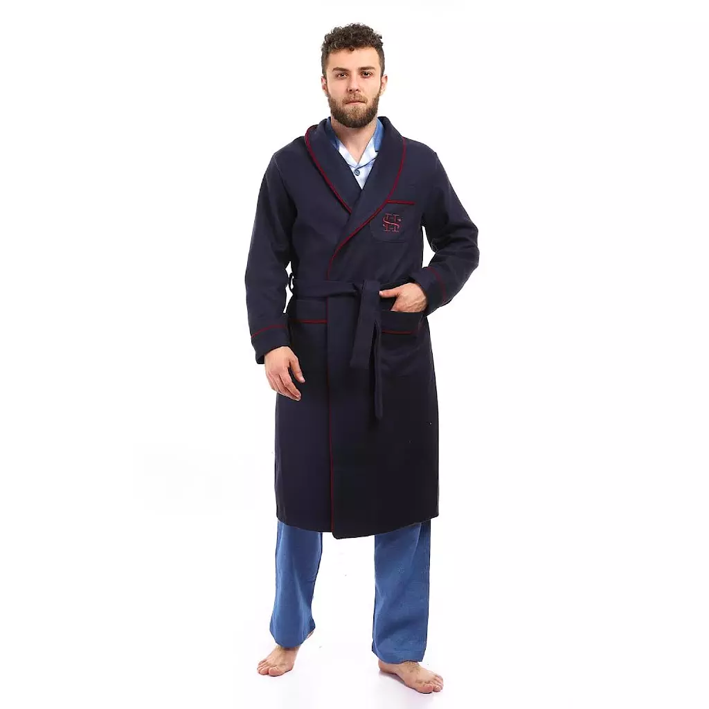 Shorto Men's Winter Robe - Dark Blue - 2358 