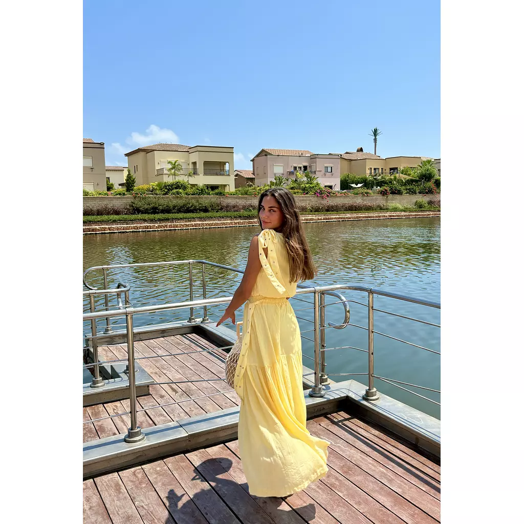 Yellow Daylilly Waisted Dress (sleeveless) 