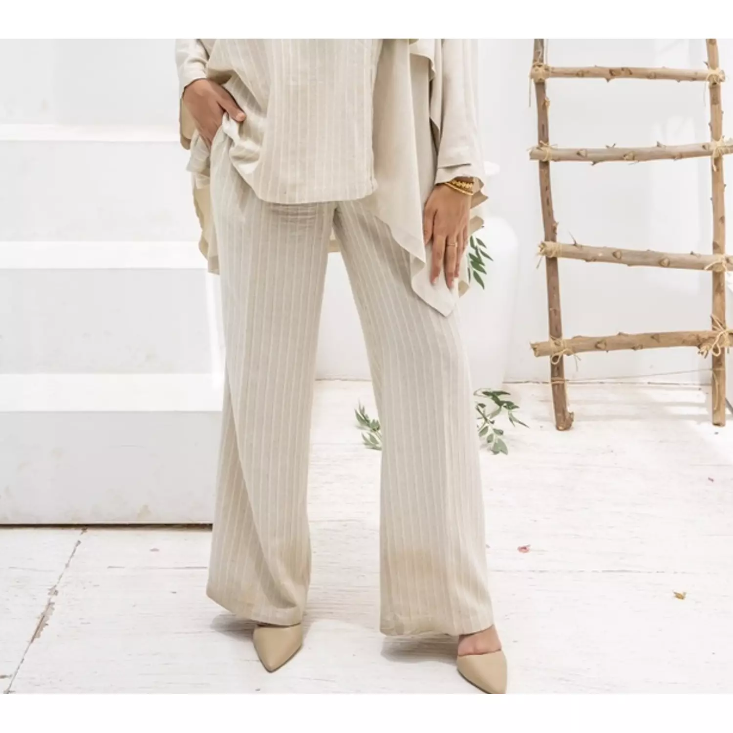 Striped linen pants 0