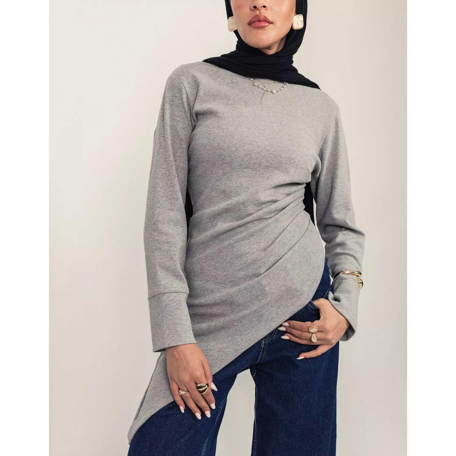 Asymmetric Tunic in Grey 2