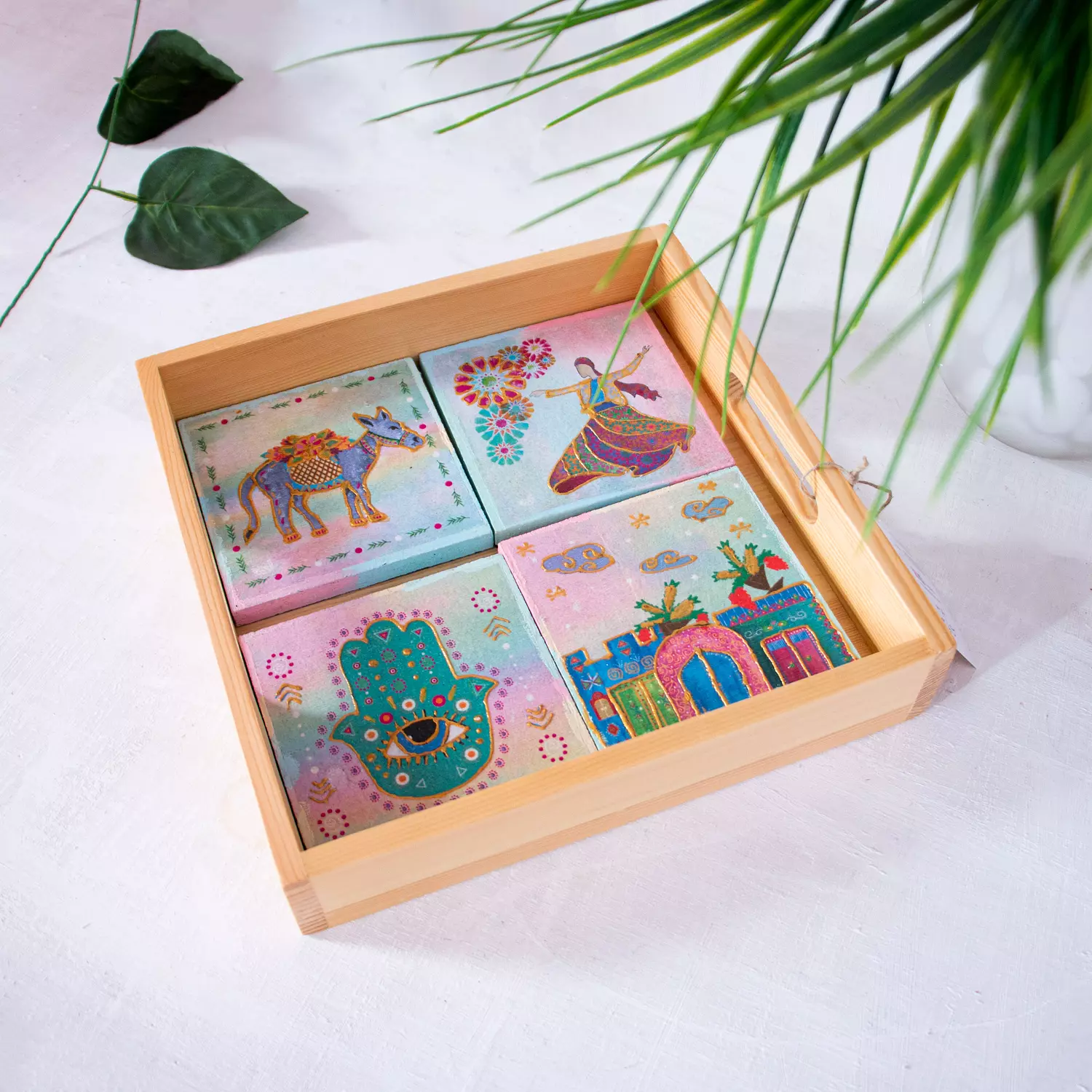 Charm of Egypt  coasters wooden tray   hover image