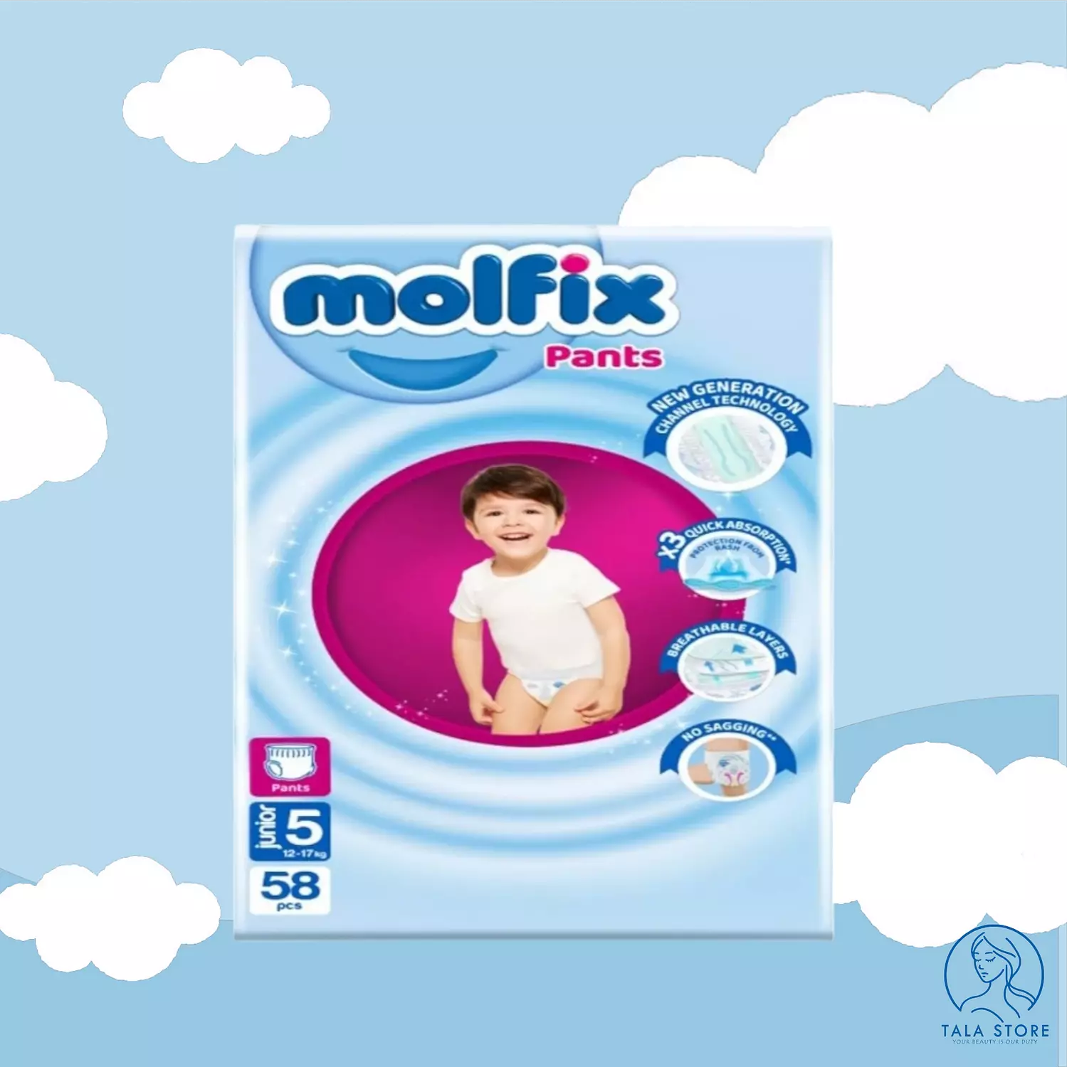 Molfix Diapers Mini Size 5 PANTS – 58 Pcs    hover image