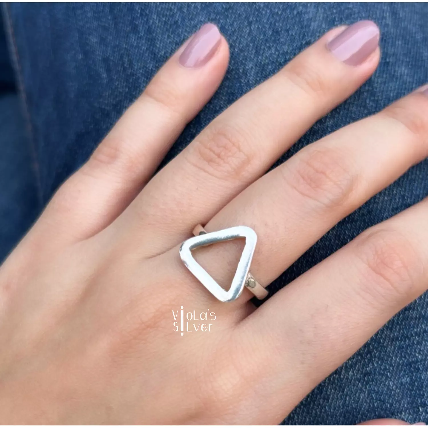 Triangle silver ring hover image