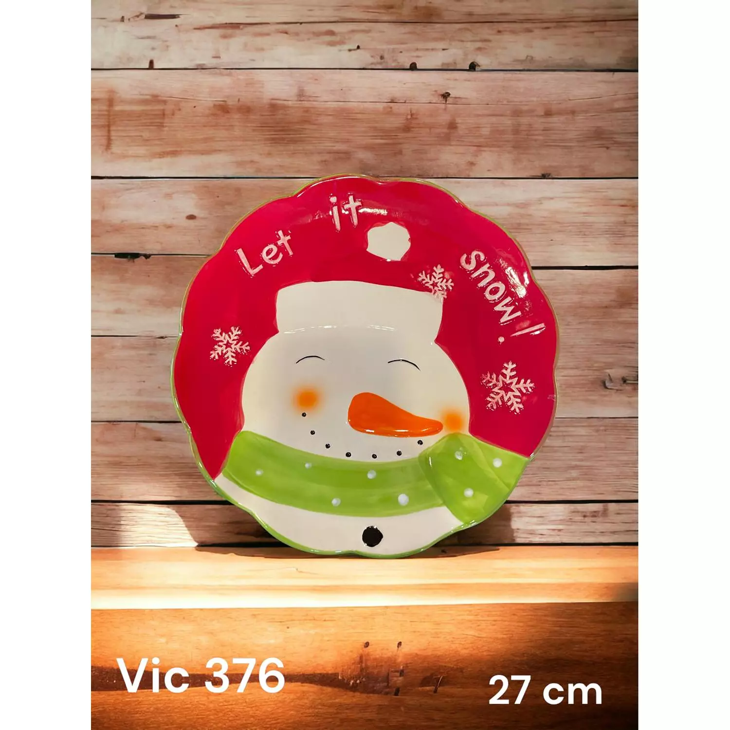 Snowman round plate hover image