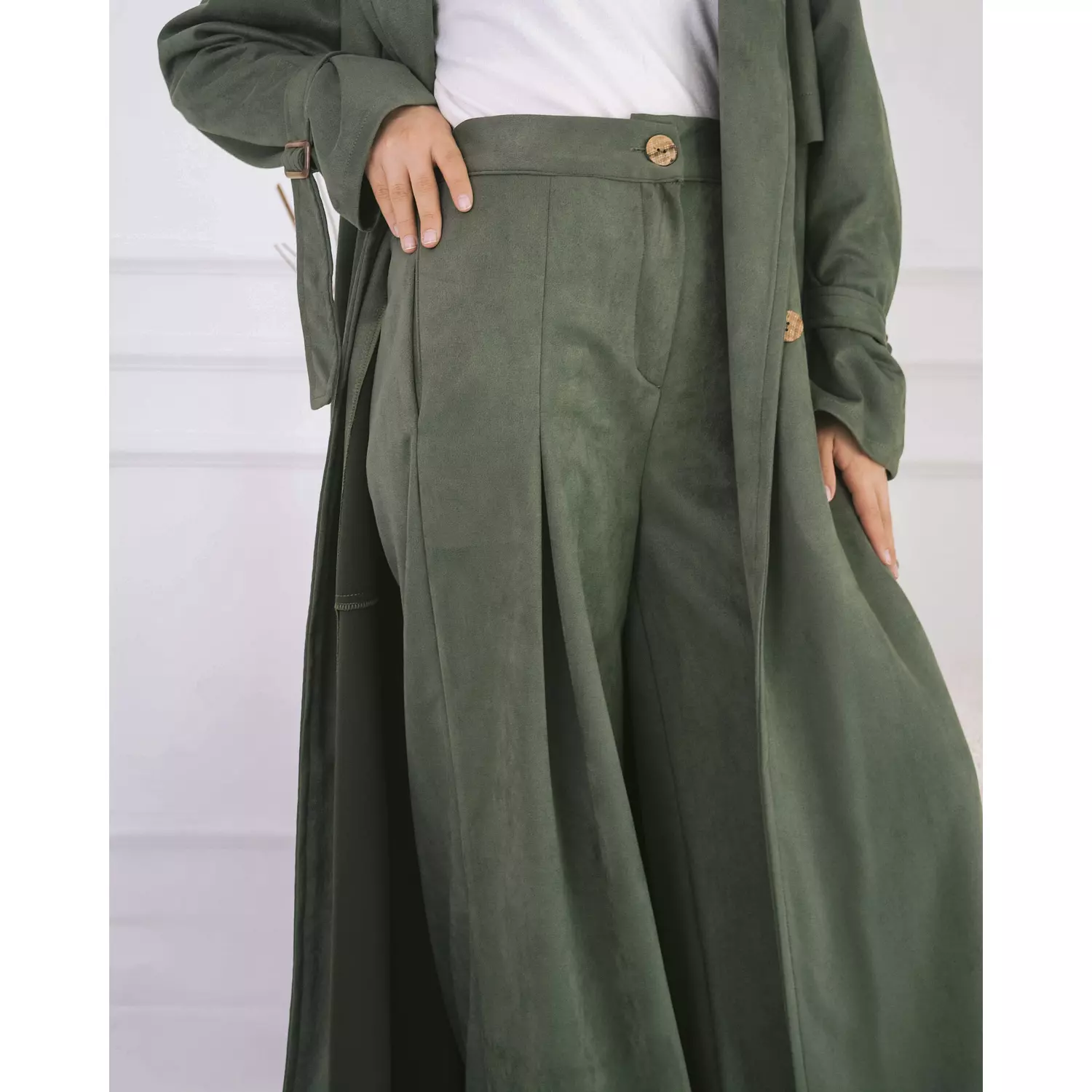 Suede wide leg pants 8