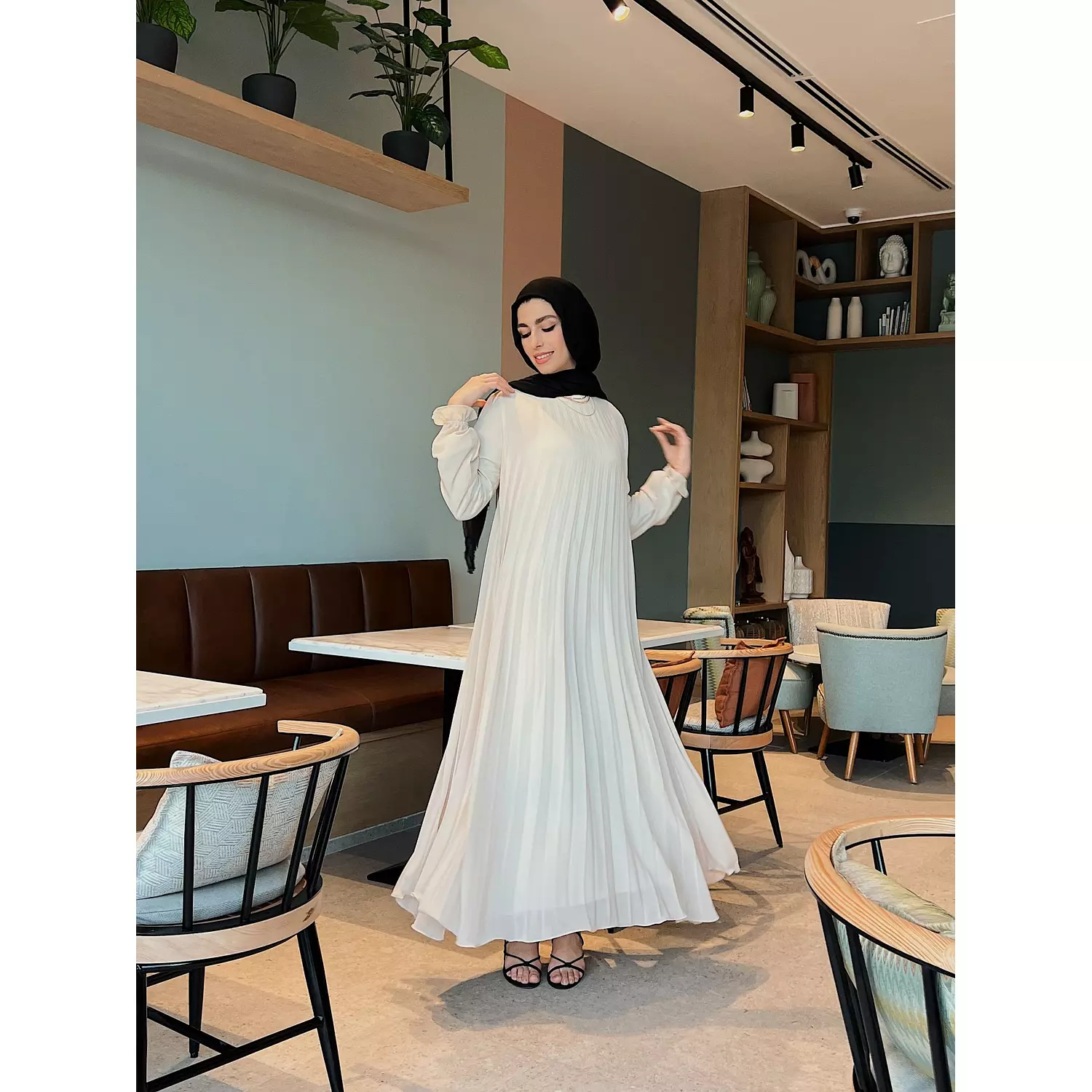 Cream Cloach Pleated Dress hover image