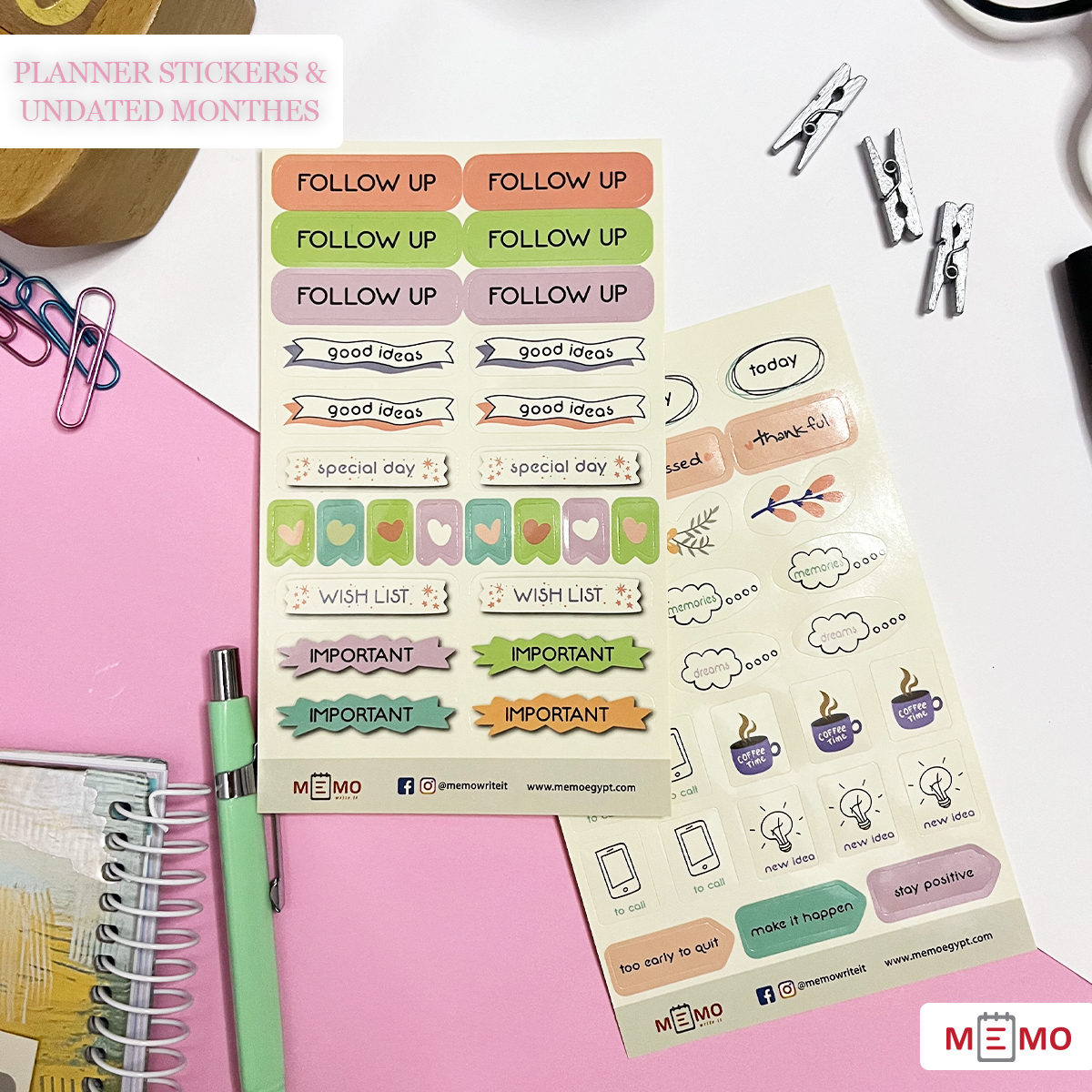 Memo Planner Stickers & 12 Undated Months 11