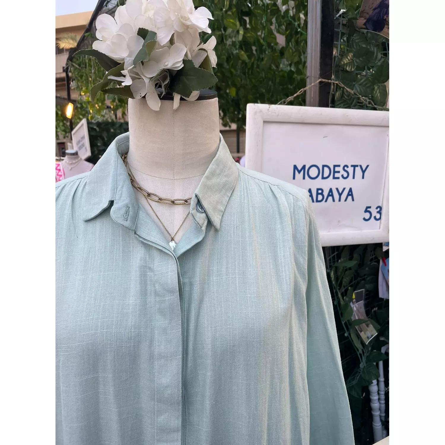 Maxi Linen Shirt In Mint 1