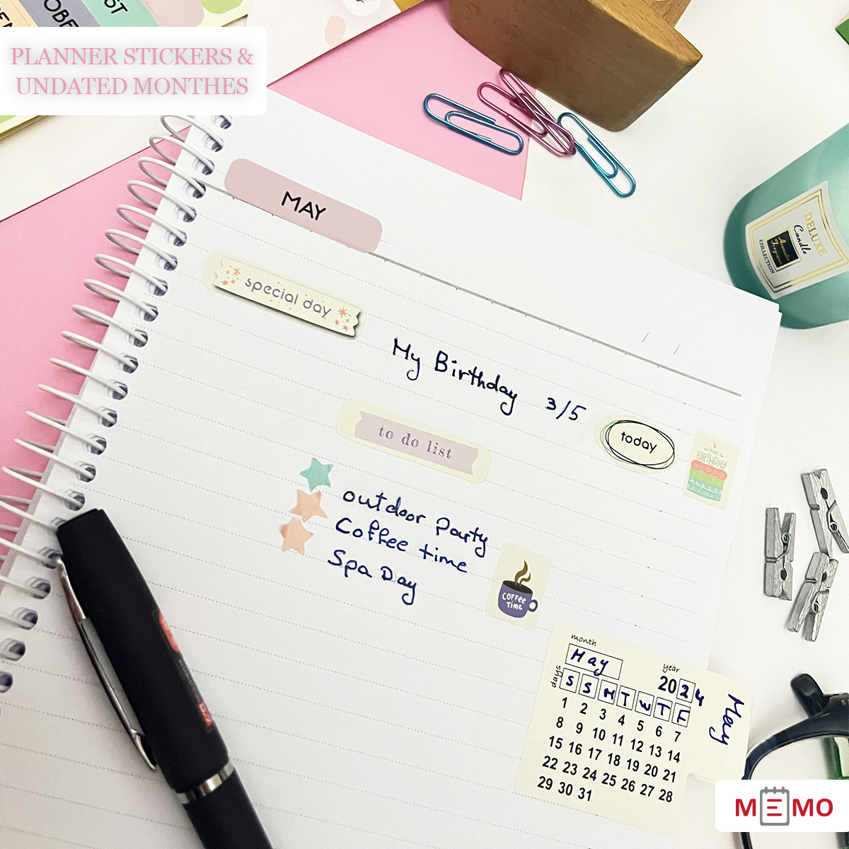 Memo Planner Stickers & 12 Undated Months 5