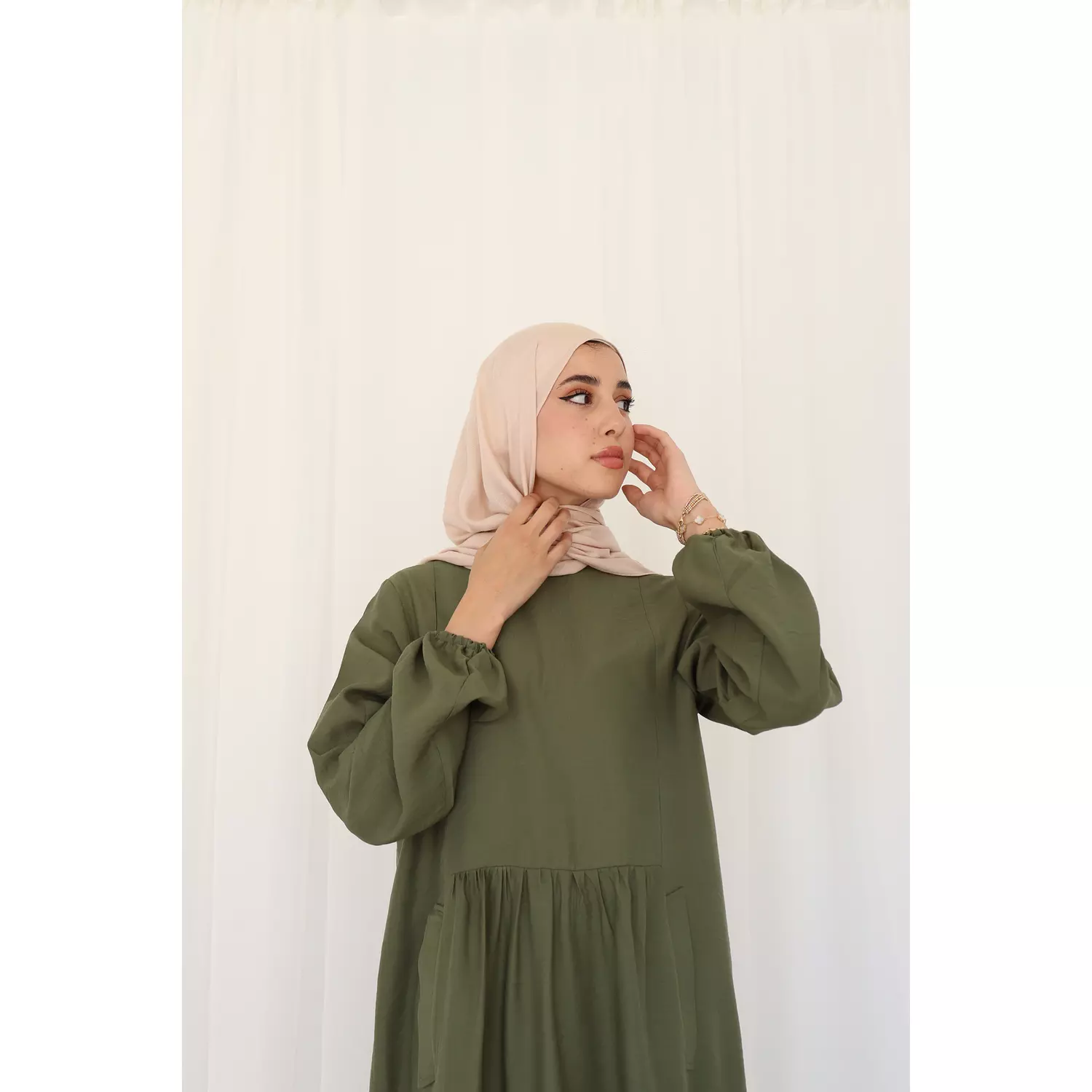 Olive Flowy Dress 8