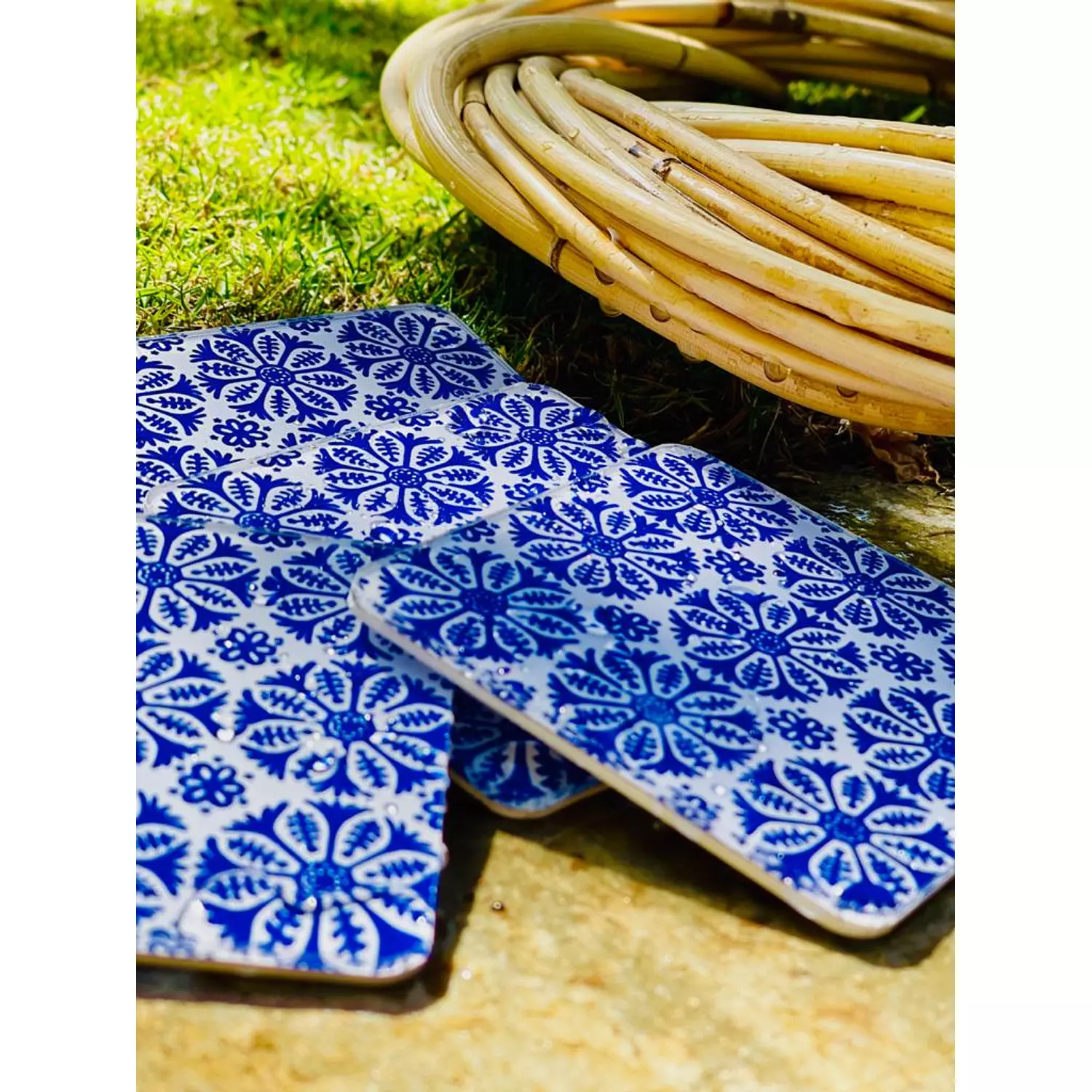Blue Morrocan Tiles Coaster hover image