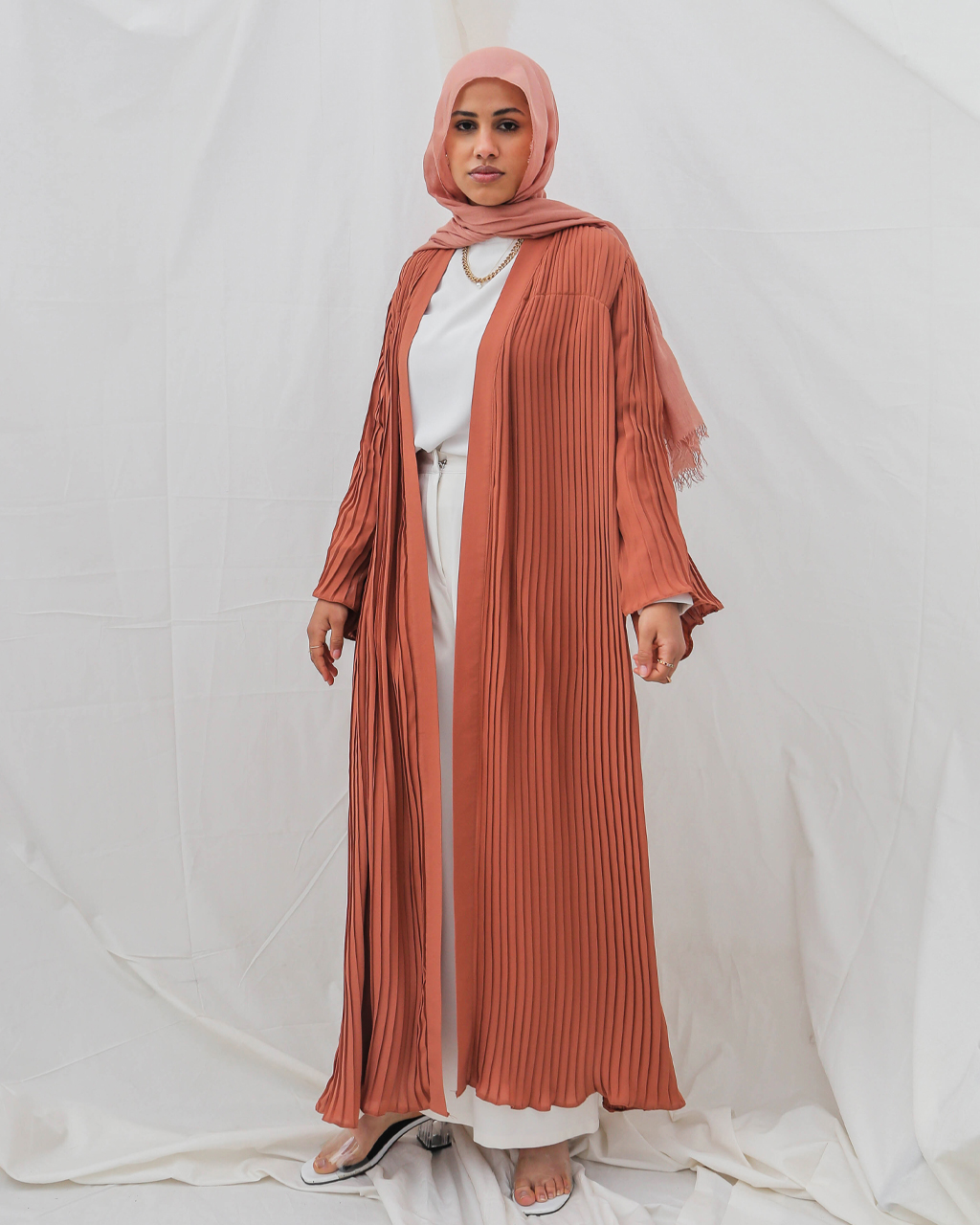 Rust Orange Pleated Kaftan 2