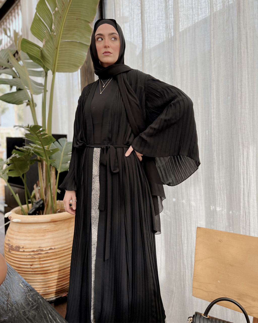 Black Pleated Kaftan 2