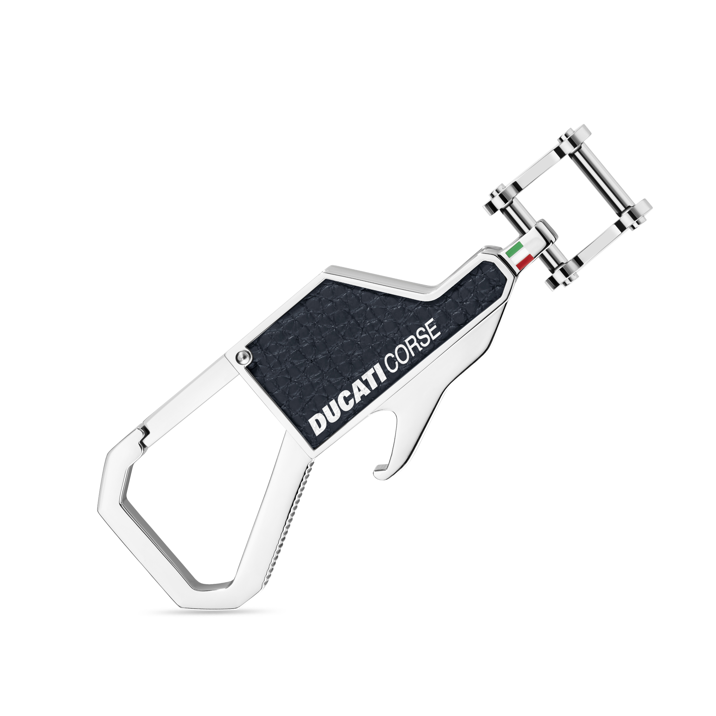 Ducati - DTAGK2138102 - FORMA Stainless Steel WITH BLUE LEATHER KEYRING