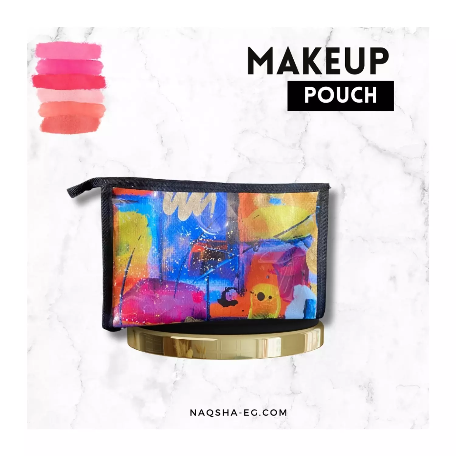 Make-Up Pouch Colorful Strokes with Gold hover image