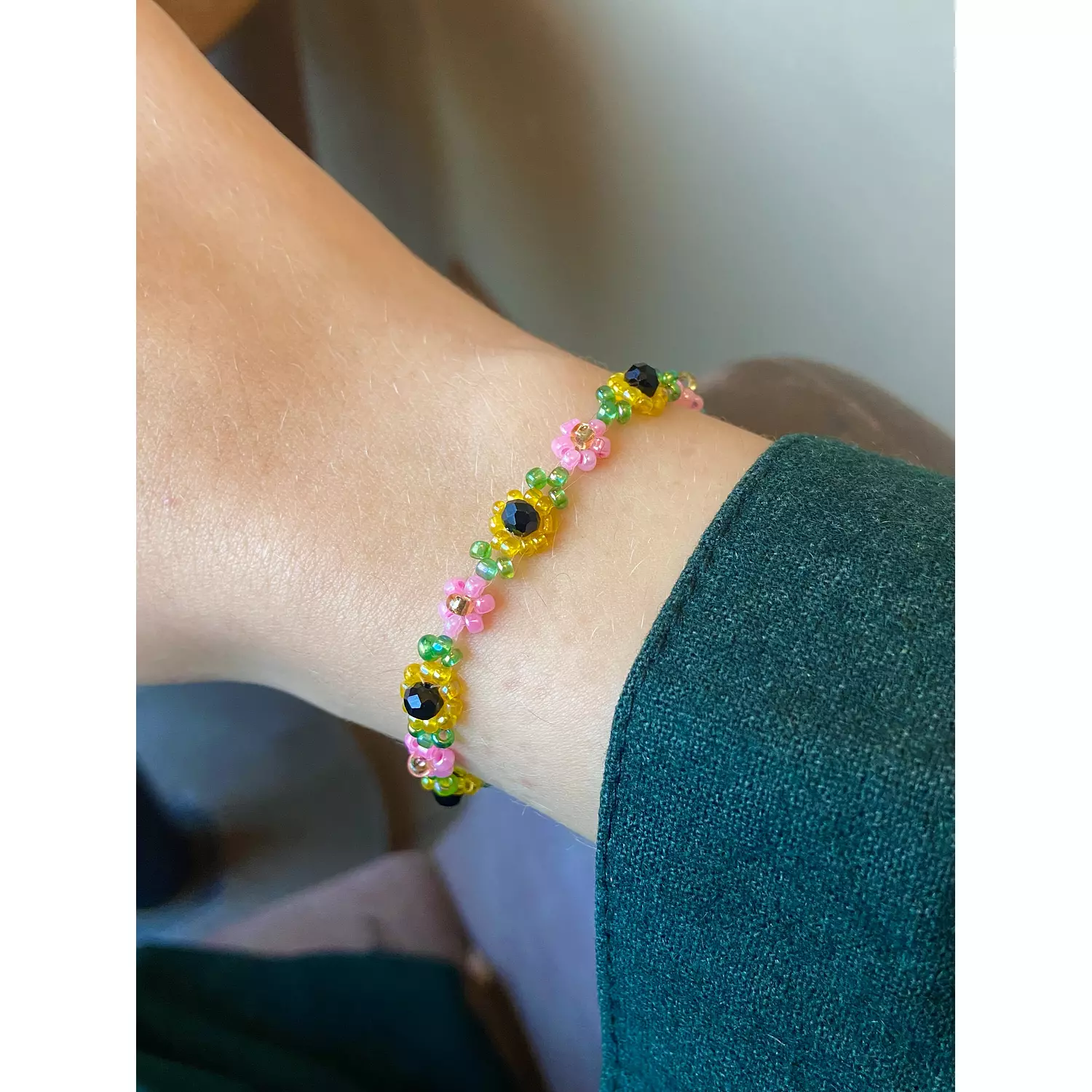 Sunflowers with pink flowers bracelet  0