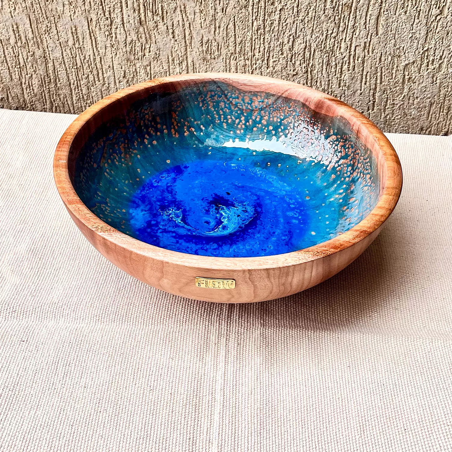 Blue light wooden bowl 4