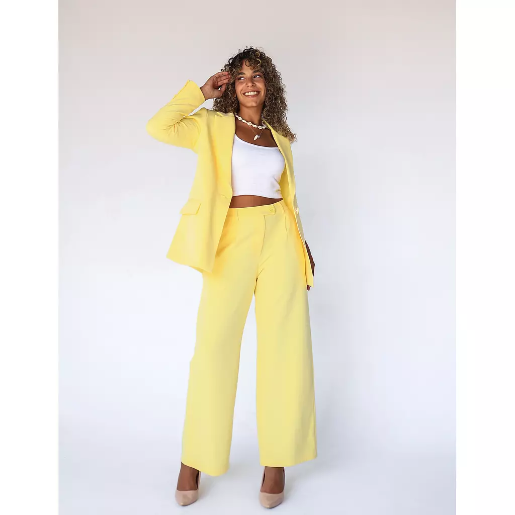 Sun Flower Wide-leg Strait Mid Pants 