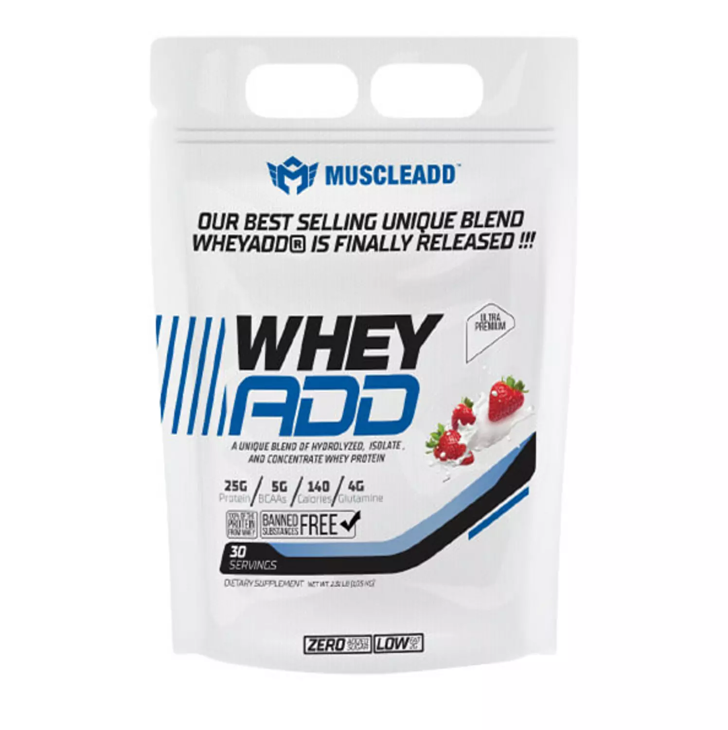 Muscle Add Whey Add-30Serv.-1080G-Strawberry Ice Cream 0