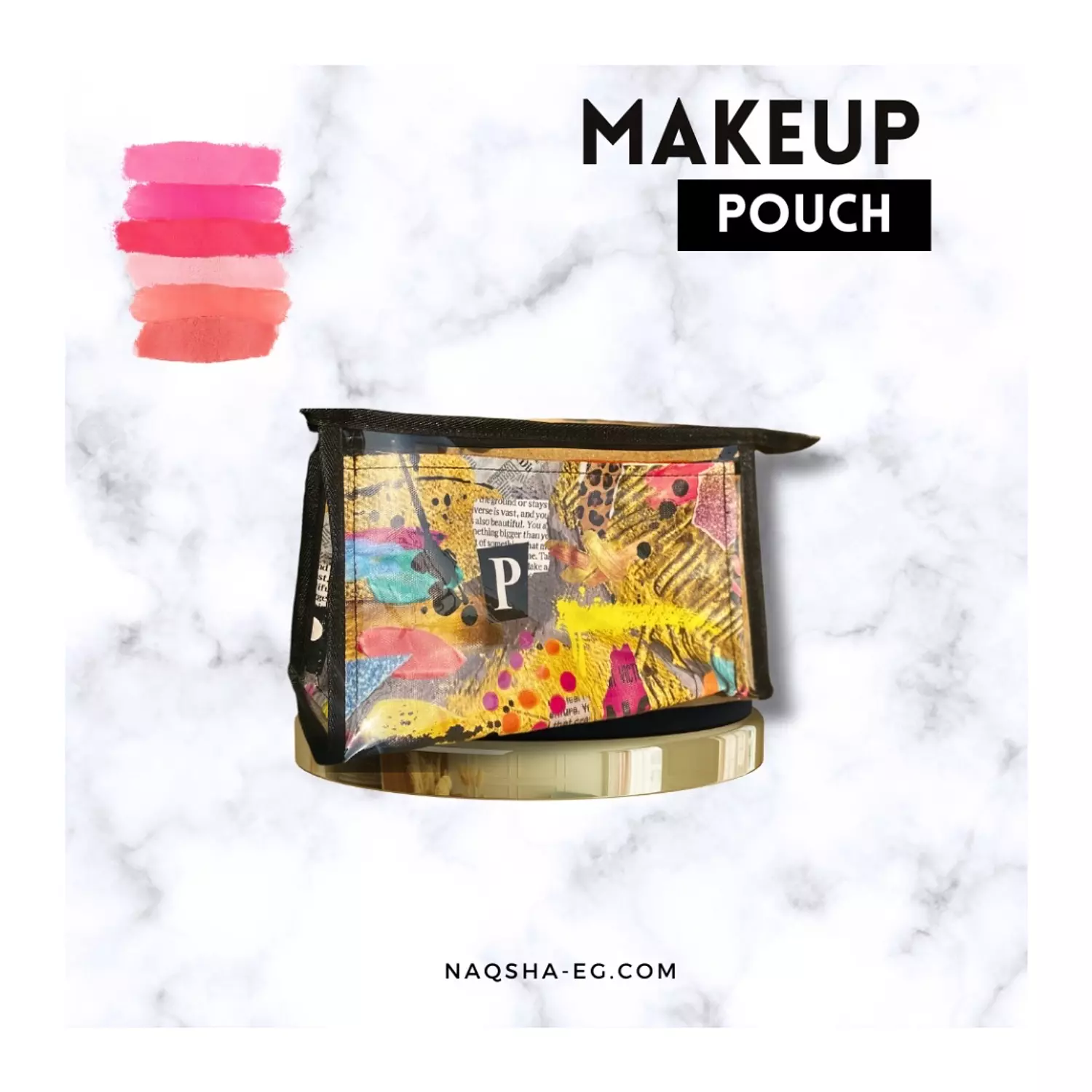 MakeUp Pouch Golden Pattern with notes 3