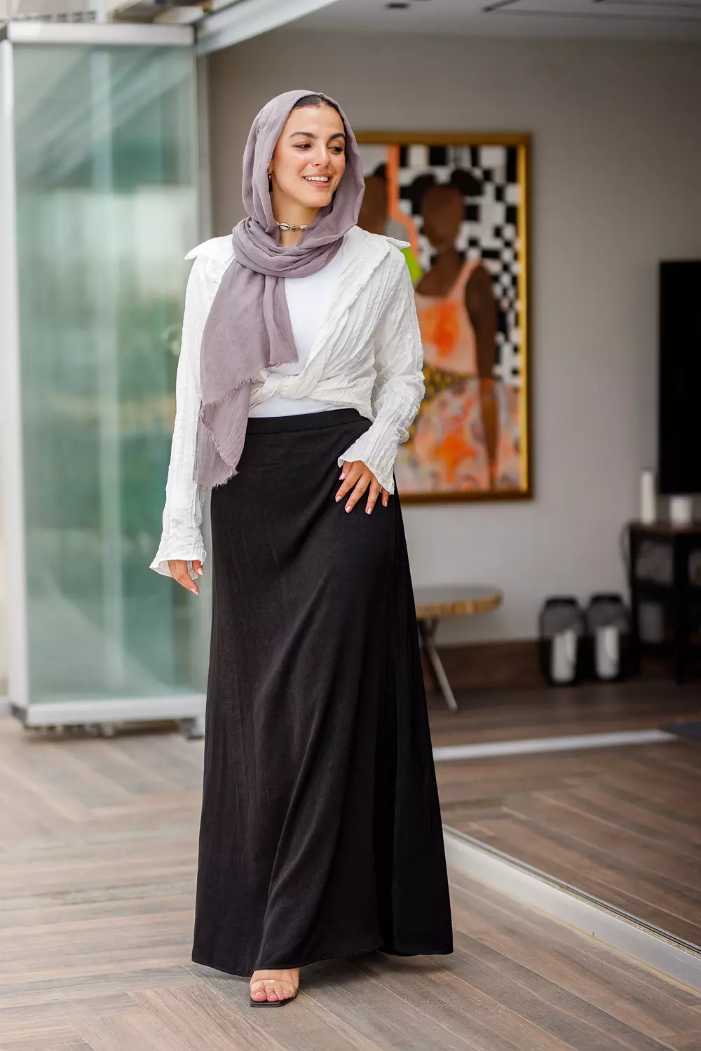 Black maxi satin skirt-2nd-img