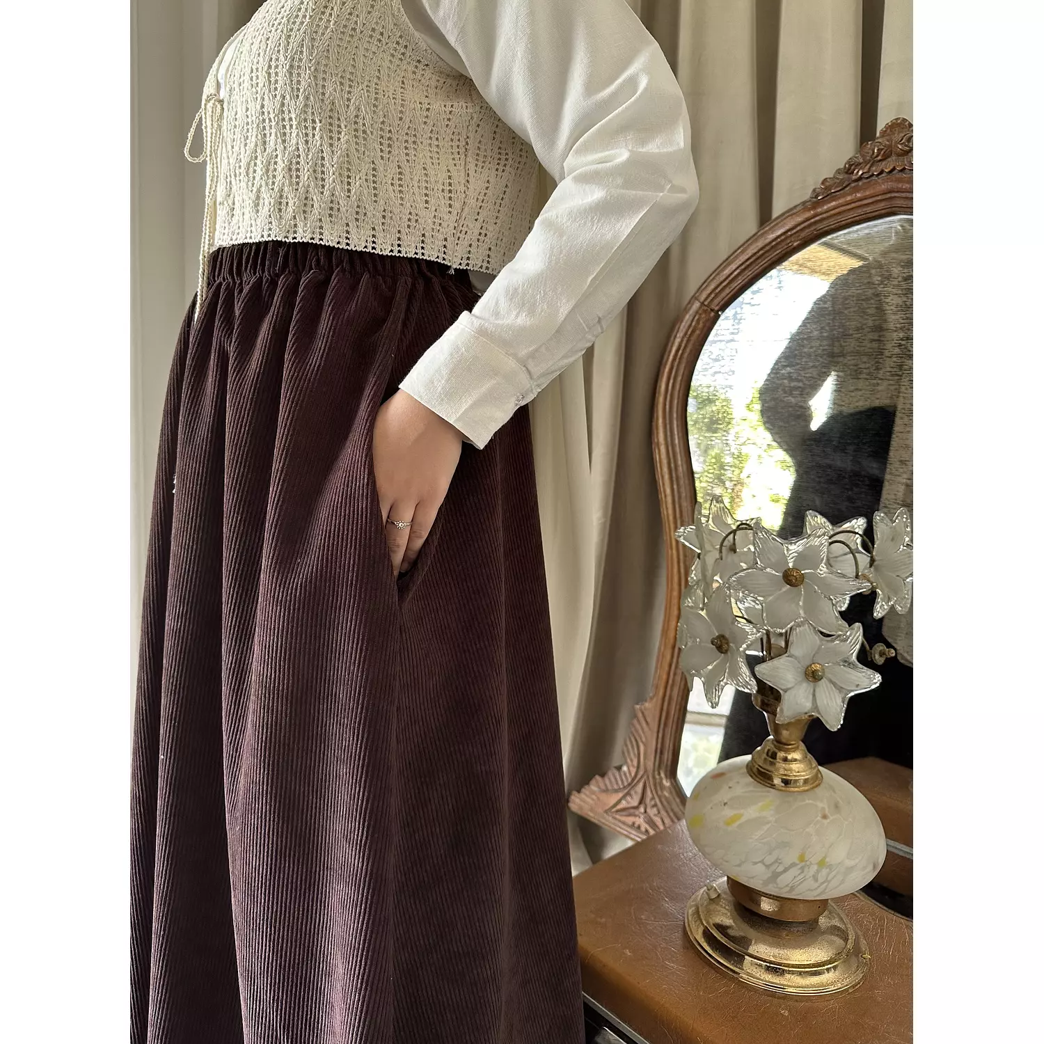 Brown velvet skirt  8