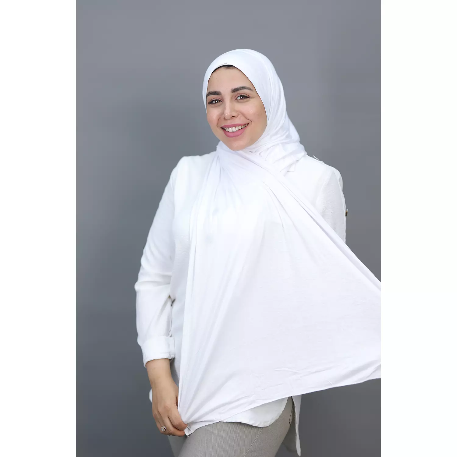 Jada Cotton Lycra Gel Hijab - white hover image