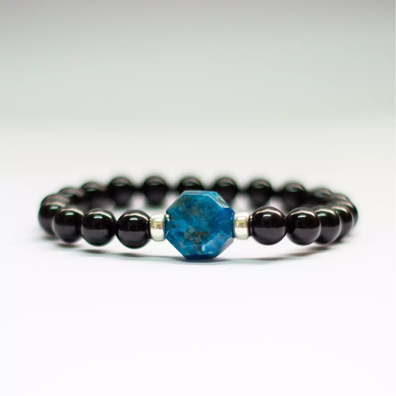 Apatite and Black Tourmaline Bracelet - 8mm  2