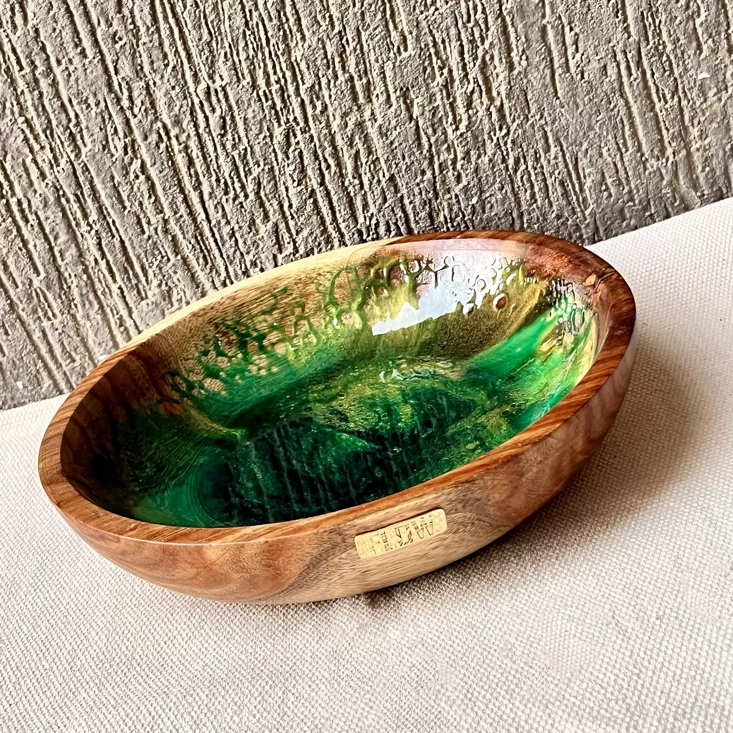 Green| Gold Wooden Bowl hover image