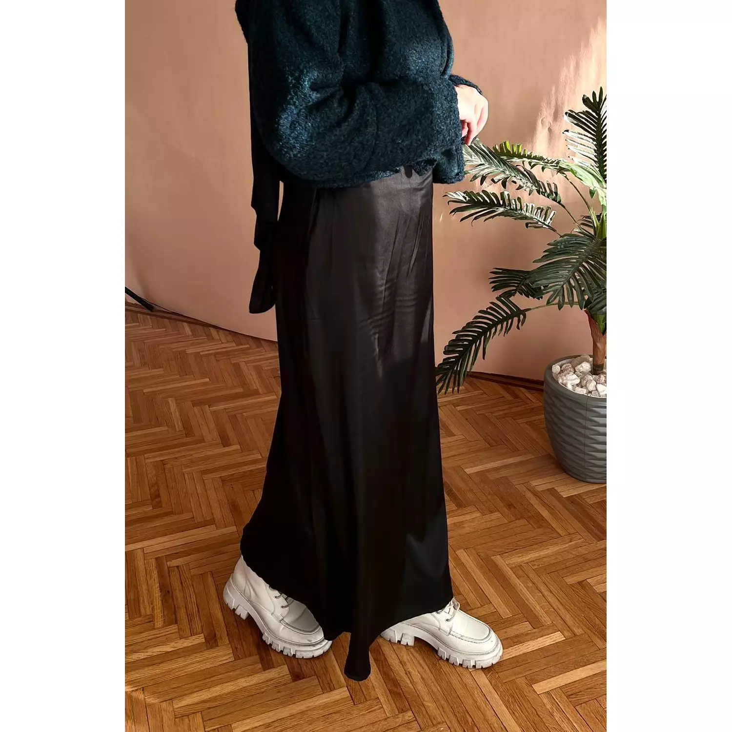 A-line Black Satin Skirt - new addition  2