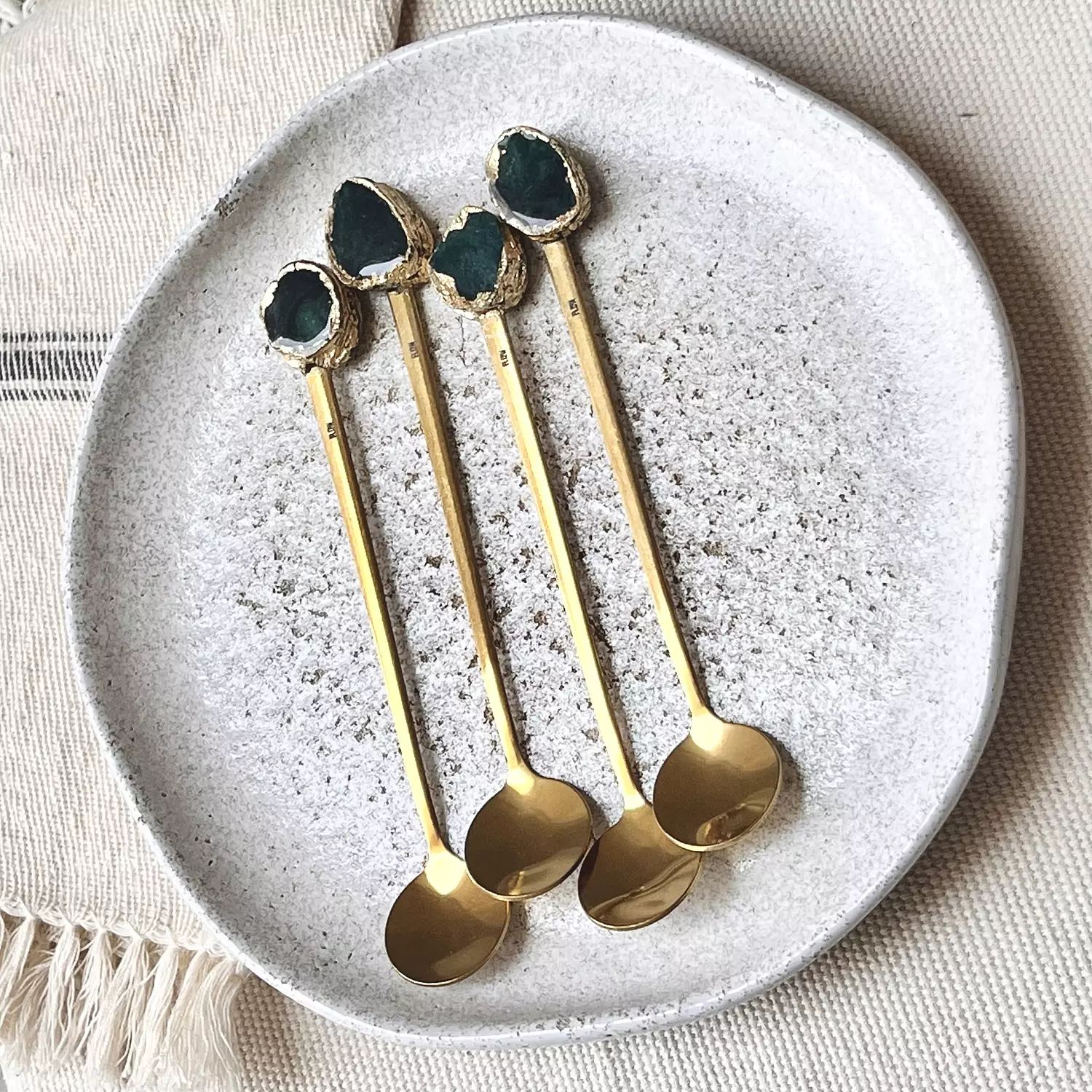 Long Gold Teaspoons set 5