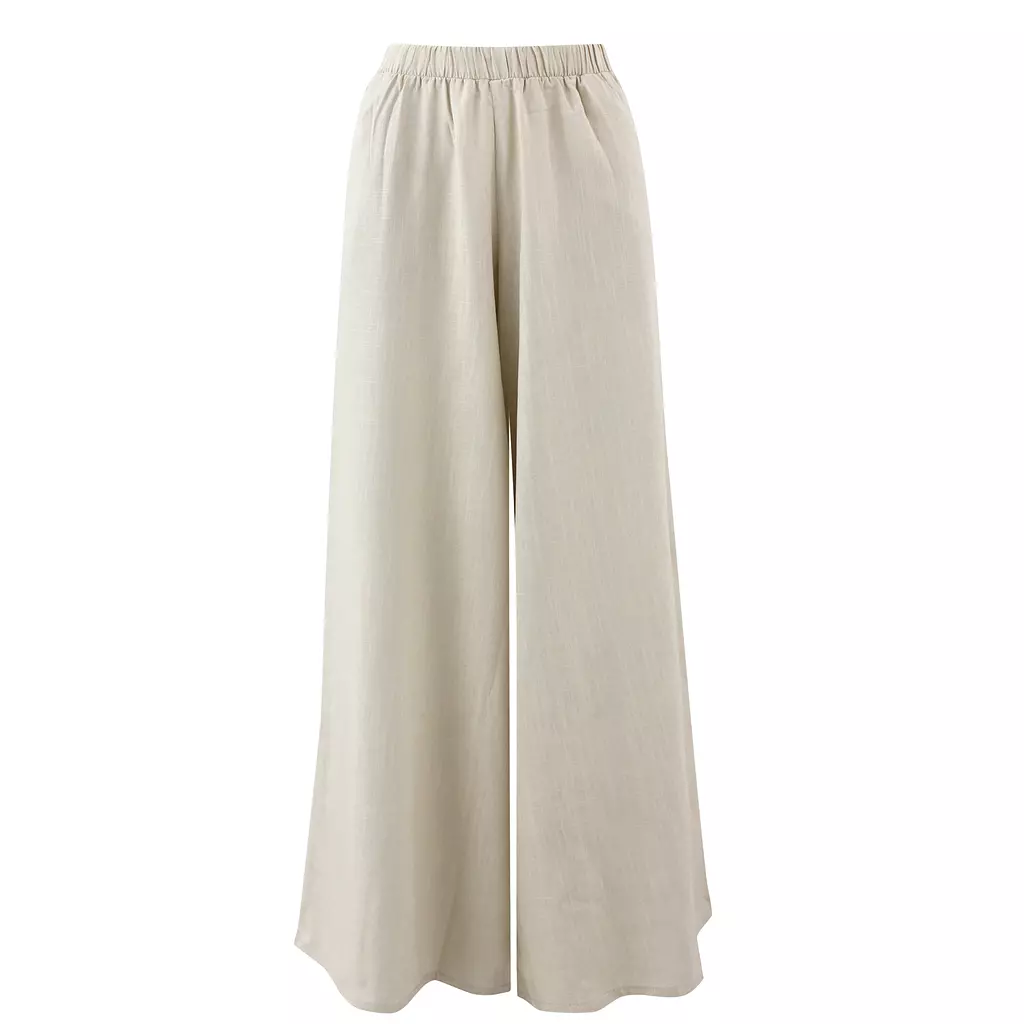 Linen Beige Wide Leg Pants