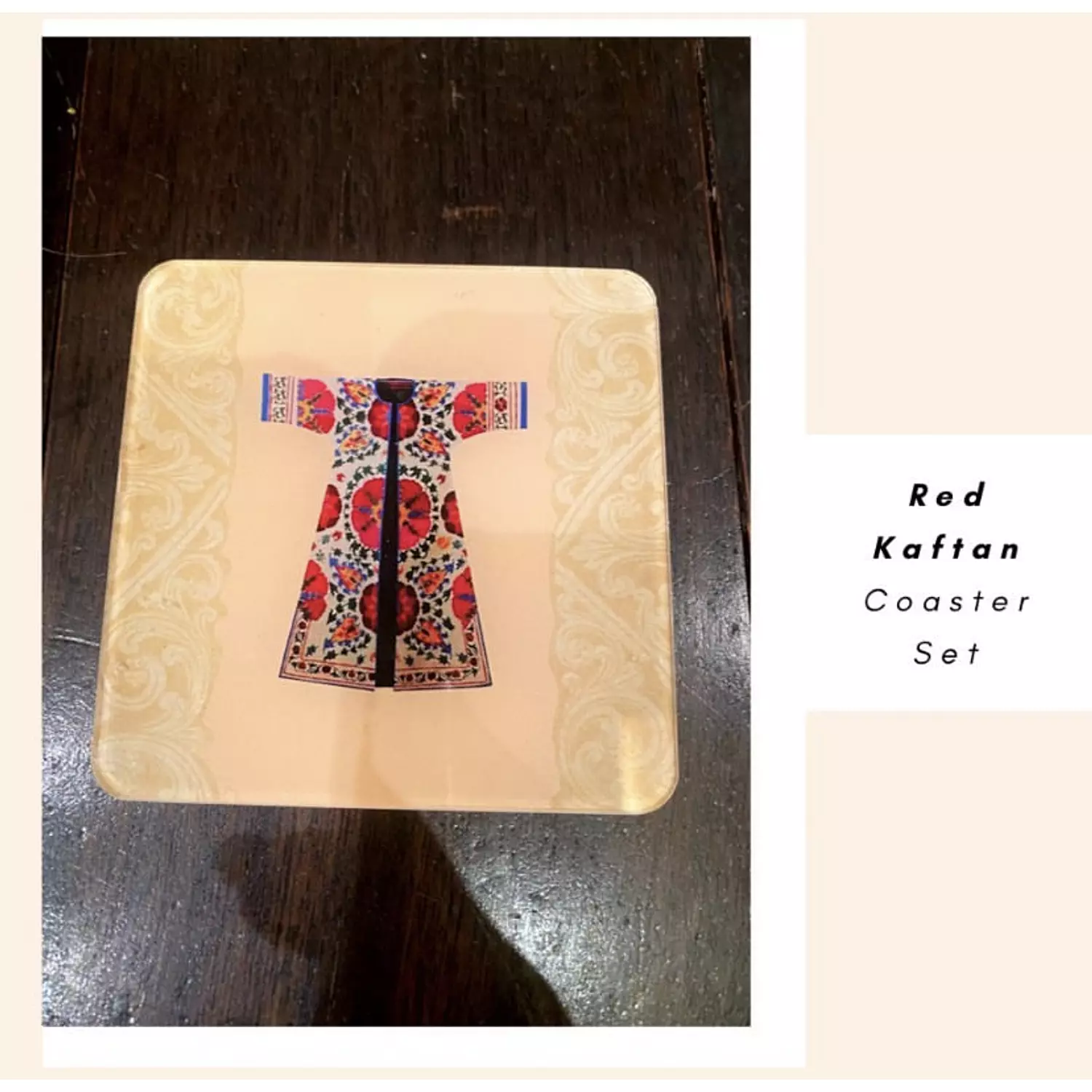 The Purple or Red Kaftan Coaster Beige Background 2