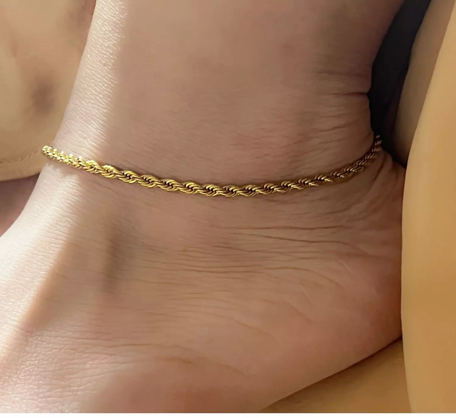 Twisted Gold Stainless Anklet-2nd-img