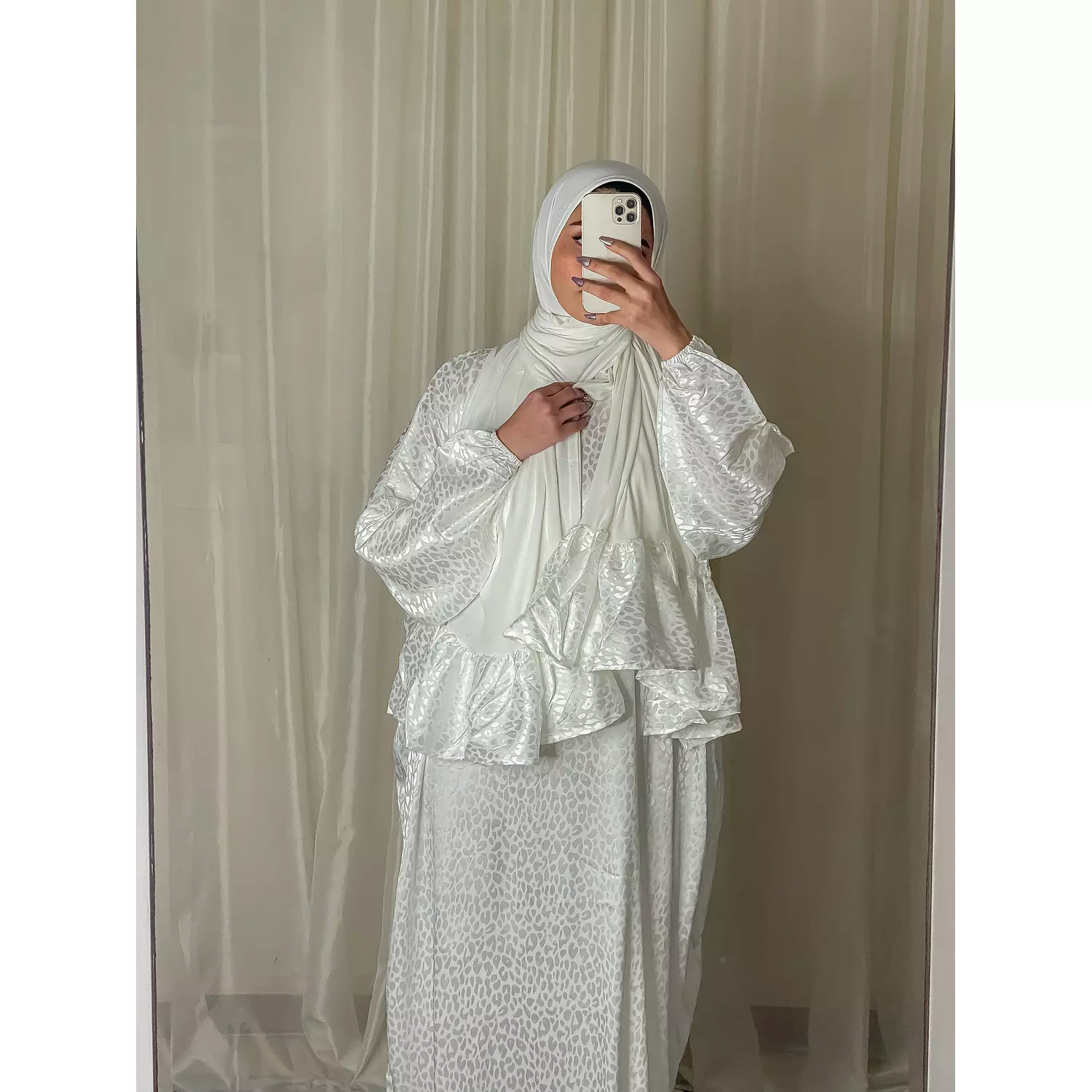 silk off white pray dress 0