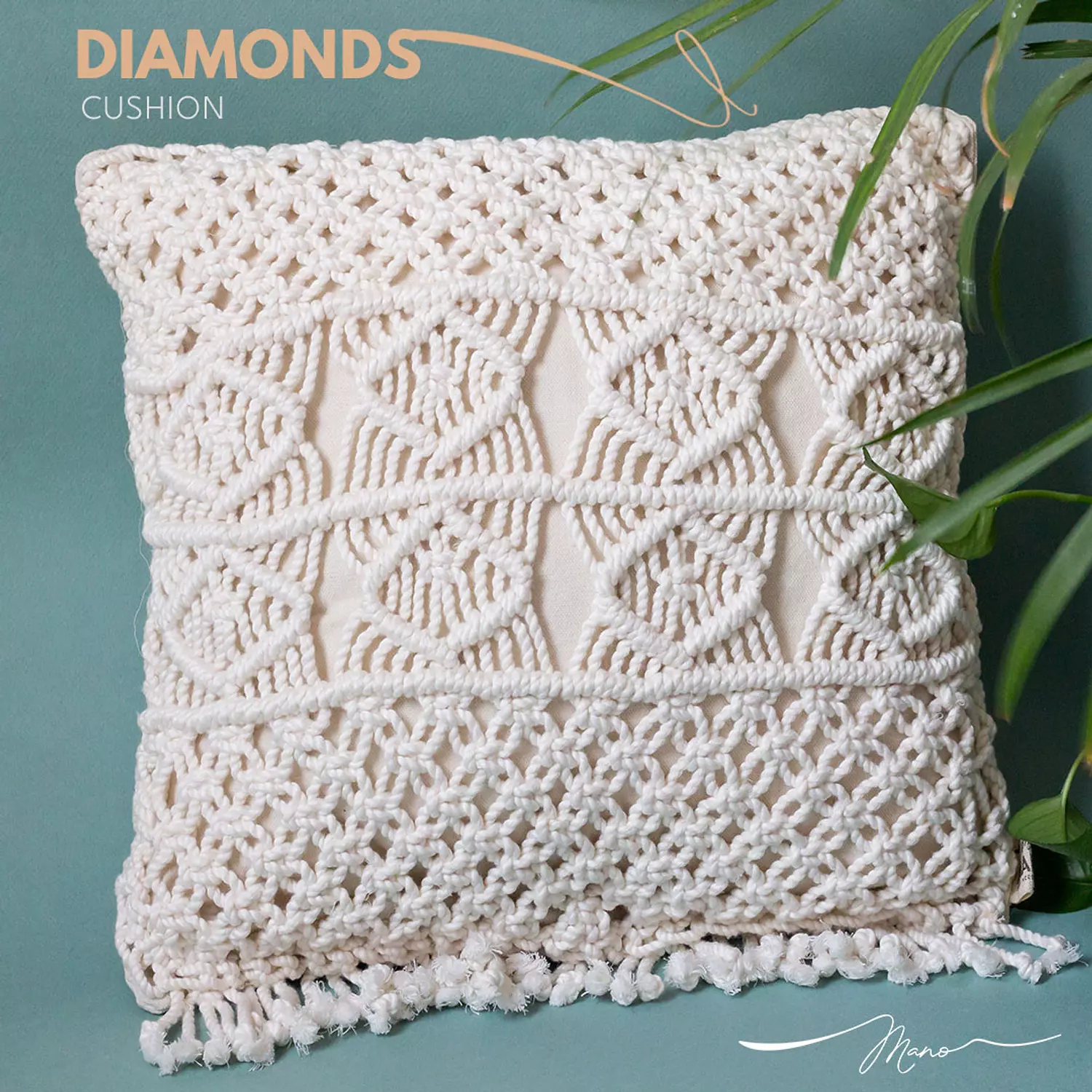 Diamonds cotton Macrame Cushion  hover image