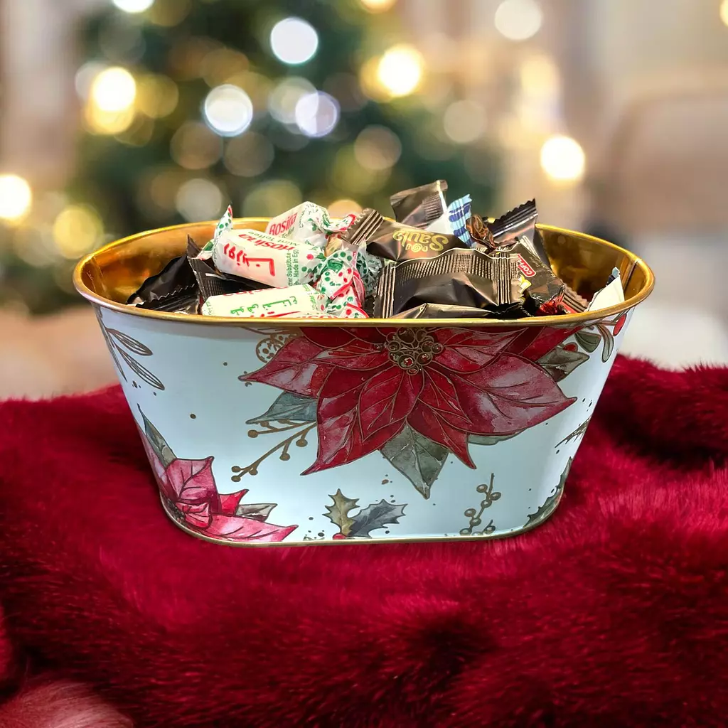 Oval Christmas metal bucket