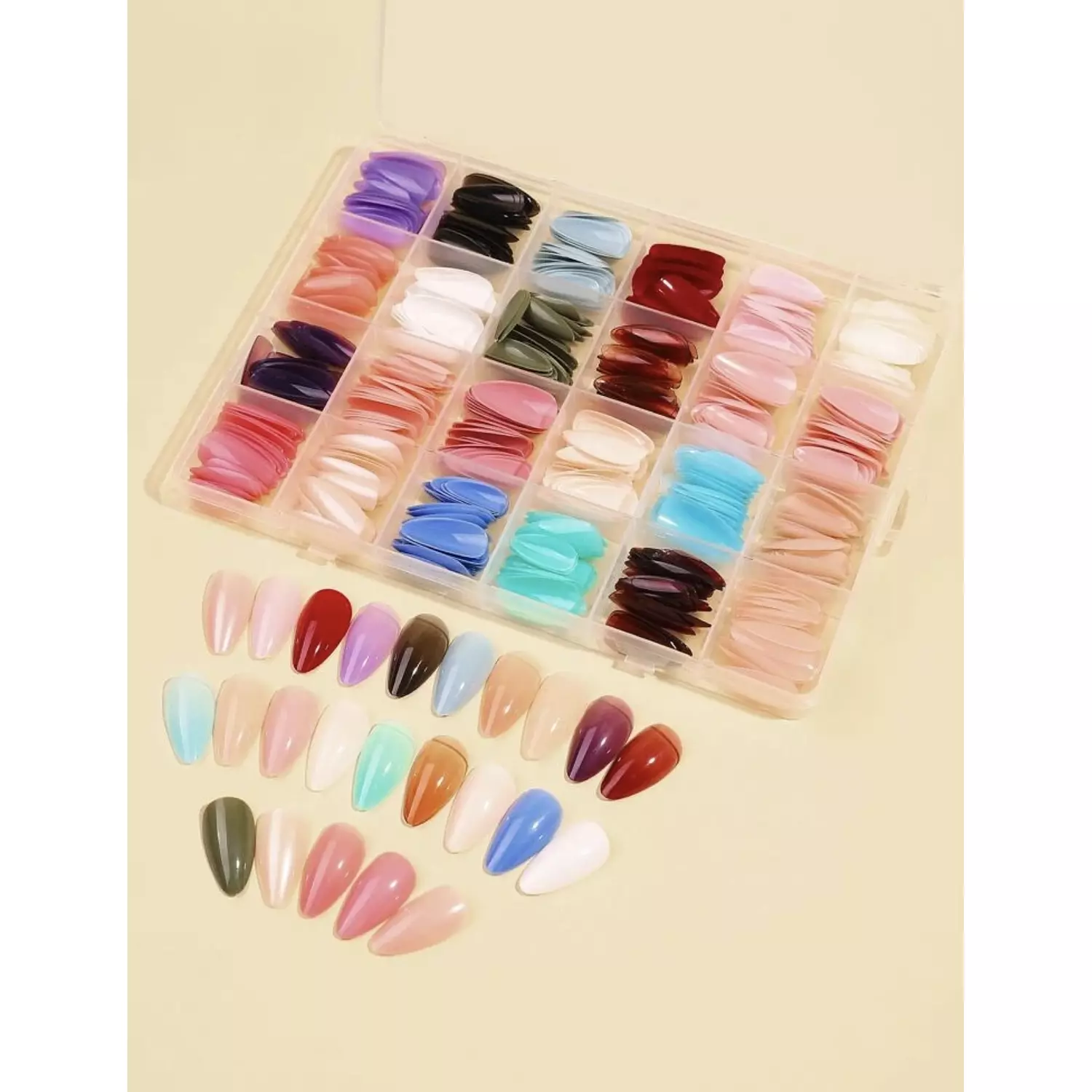 Shein 576Pcs Long Almond Nails Set - Mixed Colors  hover image