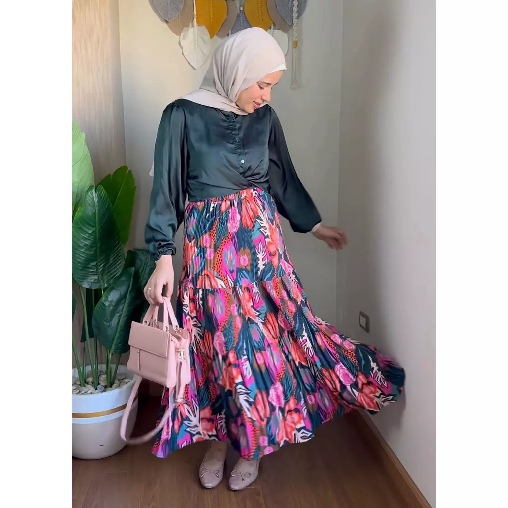 printted pillise skirt (darkblue)