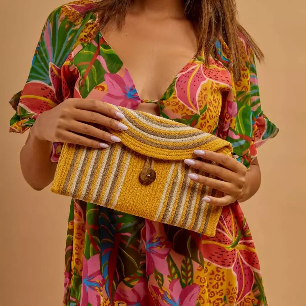 Yellow Striped Clutch