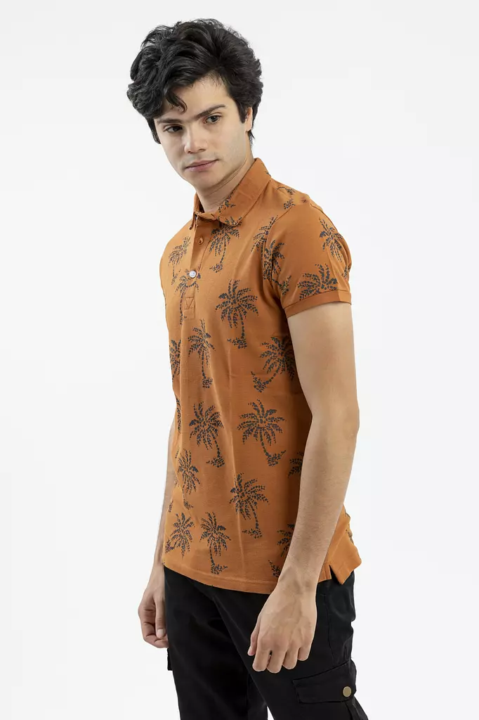 Polo T-Shirt with Trees Print