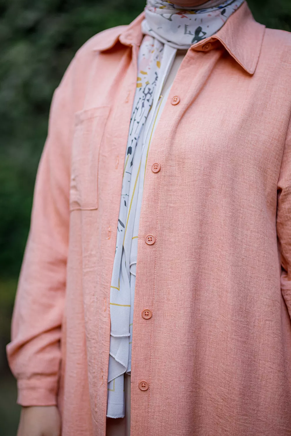 Peach Linen Shirt Dress  1