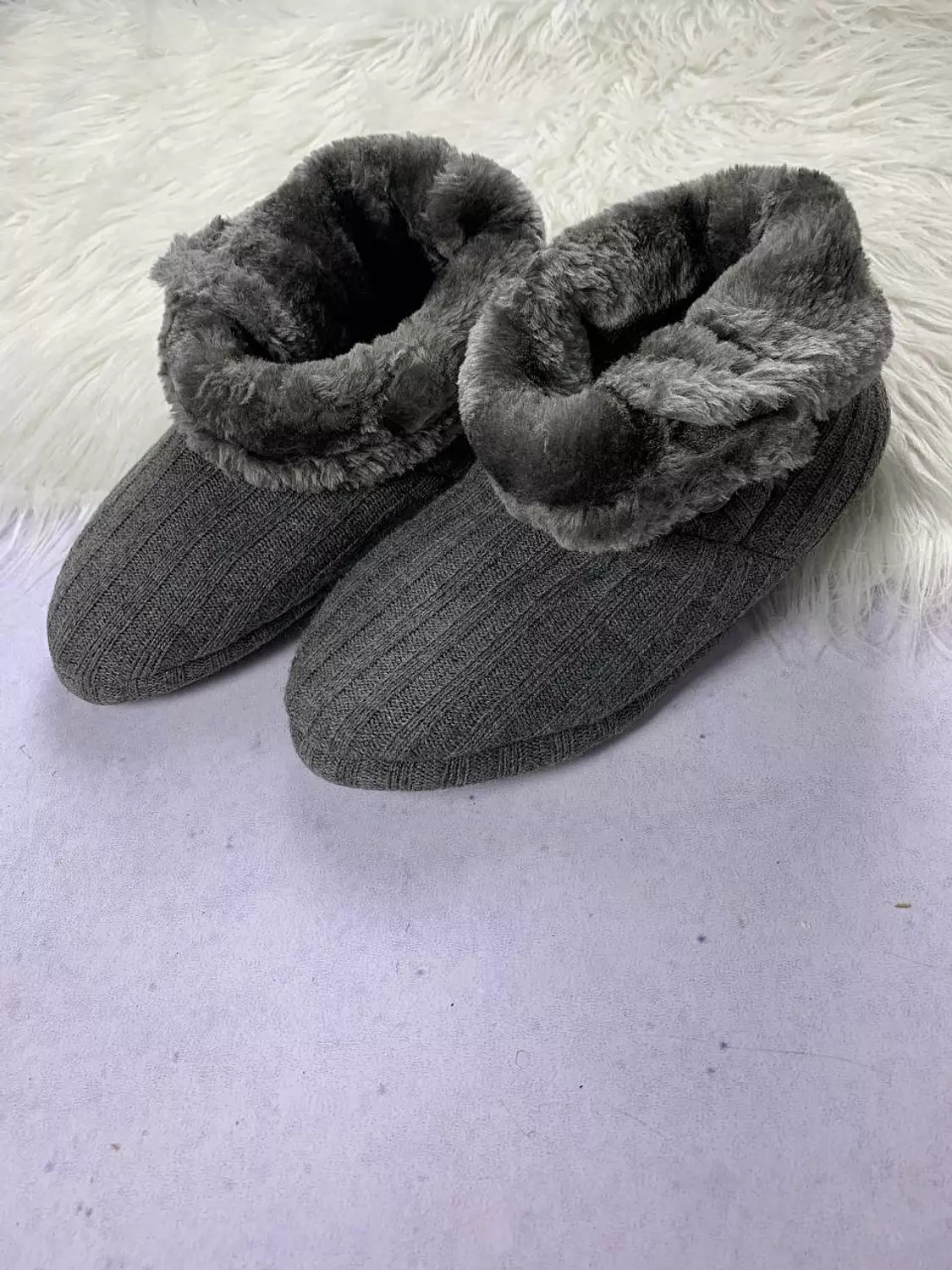 Cozy fur boots  with memory foam made in uk.. hover image