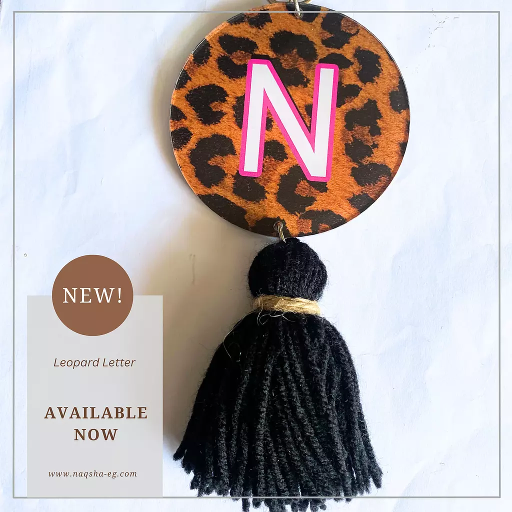 Leopard Letter Chain Holder Black Tassel