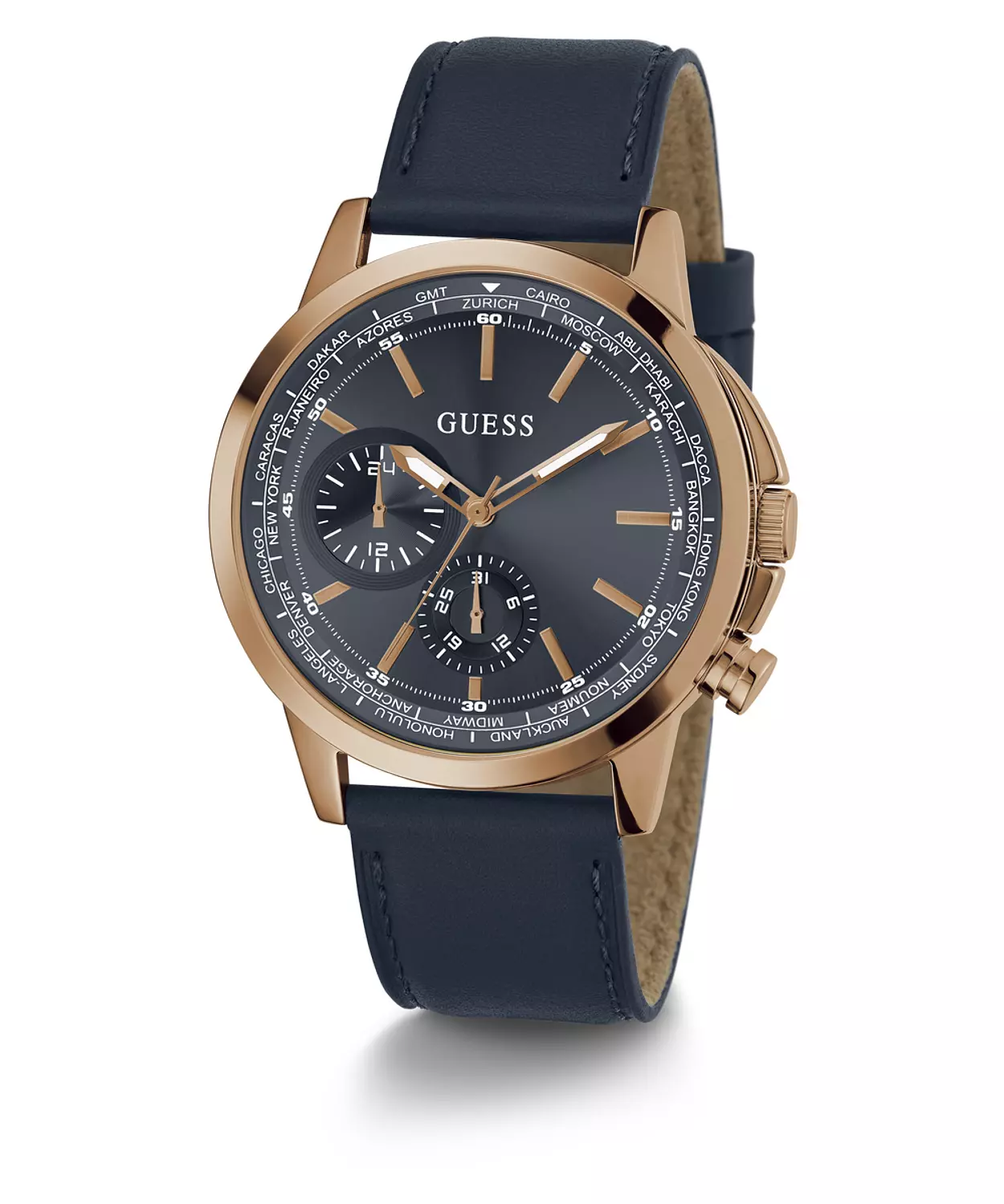 GUESS GW0540G2 ANALOG WATCH  For Men NavyGenuine Leather Smooth Strap  1