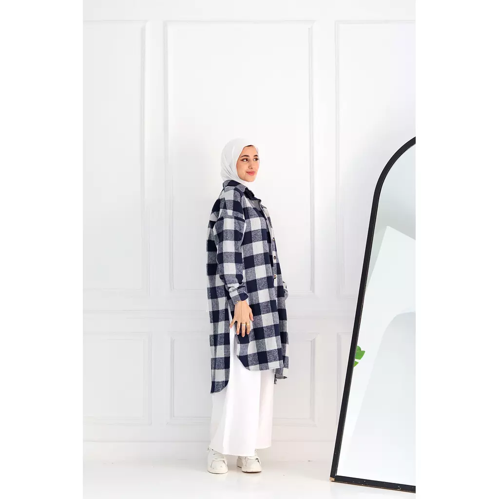 Blue Checkered Oversize Shirt