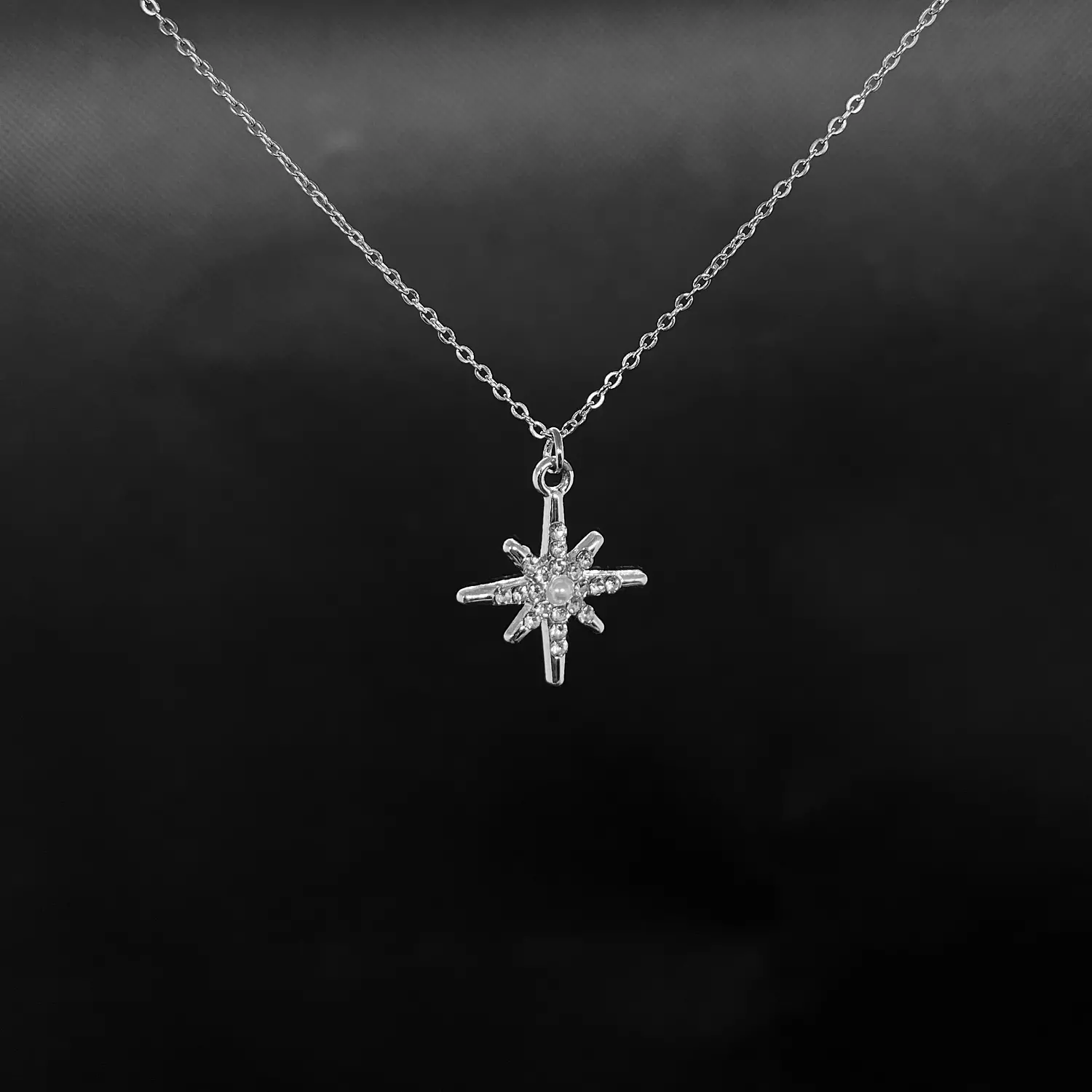 Classic Dainty Star With Crystals Necklace hover image